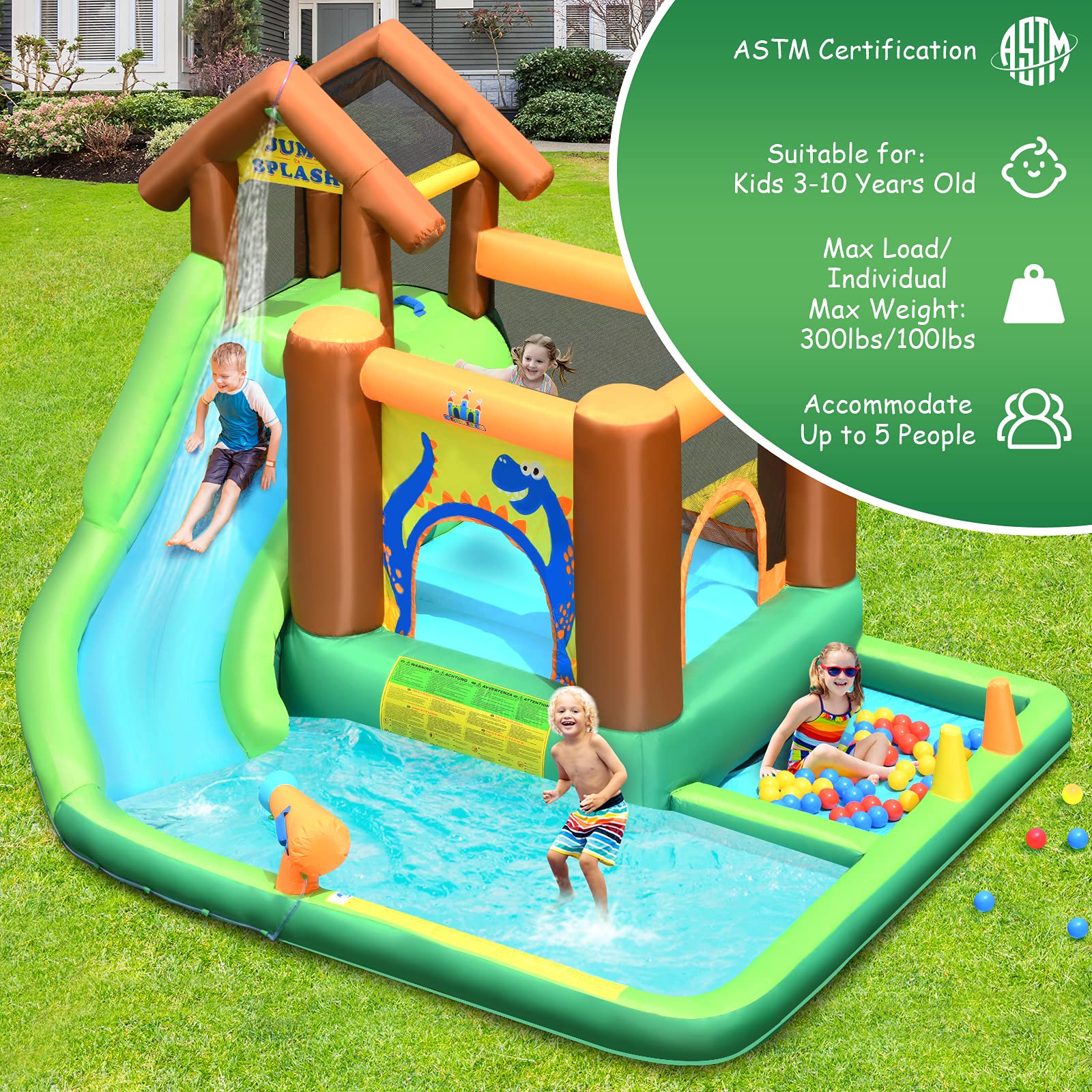 HONEY JOY Giant Inflatable Bouncy Water Slide - 6-in-1 Outdoor Water Park with Pool & Ball Pit for Kids & Adults | Summer Backyard Party, Birthday Celebration, Family Fun Activity