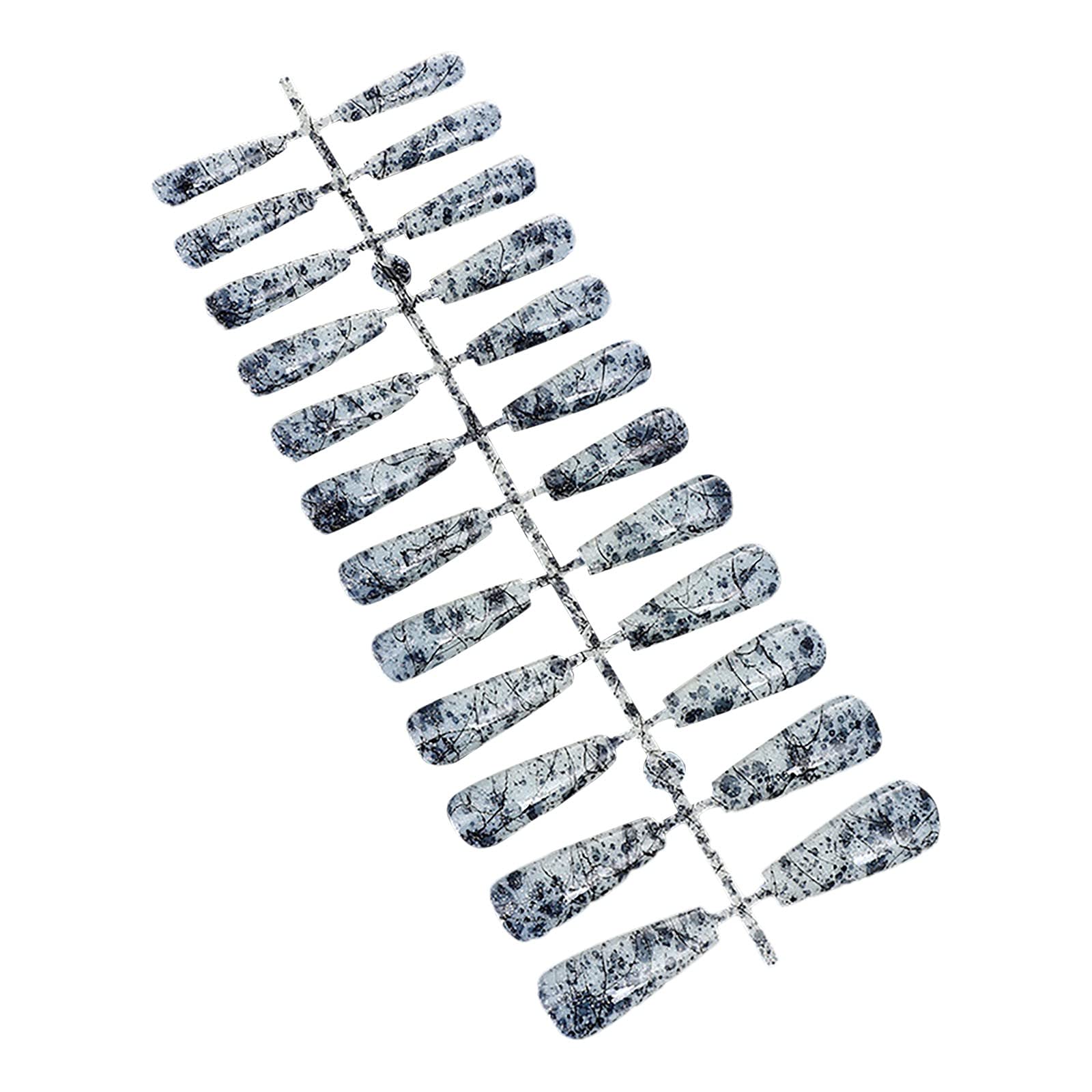 24Pcs Coffin Press On Nails - Glossy Long Fake Nails with Vignetting Design, Ballerina Acrylic Toenail Tips (Size L) - Perfect for Parties, Weddings & Special Occasions