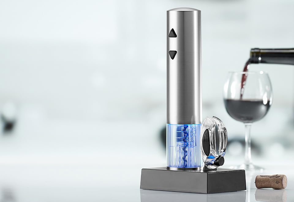 Premium Rechargeable Electric Wine Opener with Built-in Foil Cutter - Cordless Automatic Corkscrew for Easy Wine Bottle Opening - Perfect for Home, Parties & Gifts