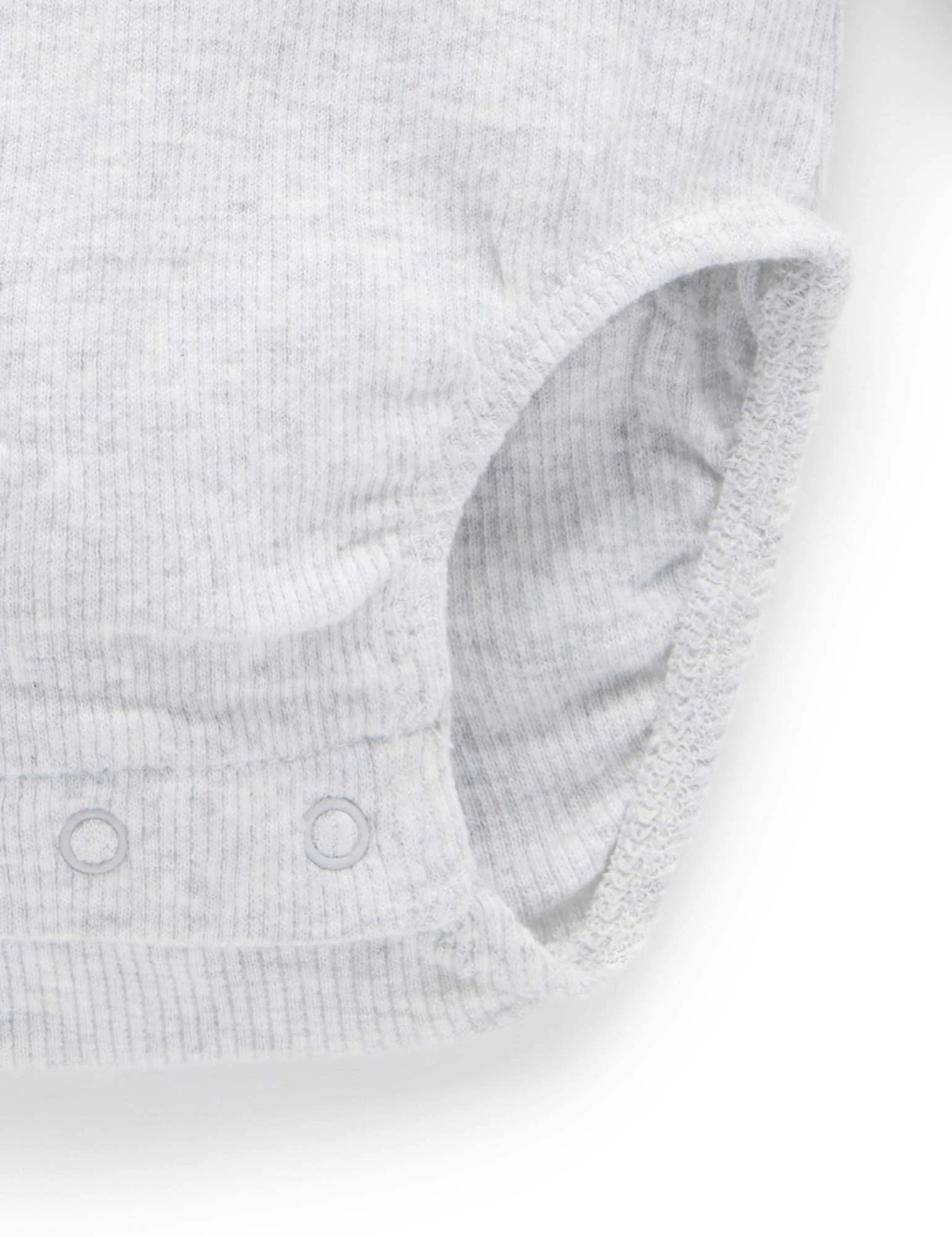 Purebaby Organic Cotton Ribbed Long Sleeve Bodysuit for Babies - Soft Grey Mélange - Perfect for Everyday Wear & Gentle Skin Care