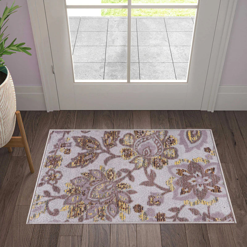 Jezabel Floral Non-Slip Washable Indoor Area Rug - Soft Comfort for Living Room, Bedroom & Nursery
