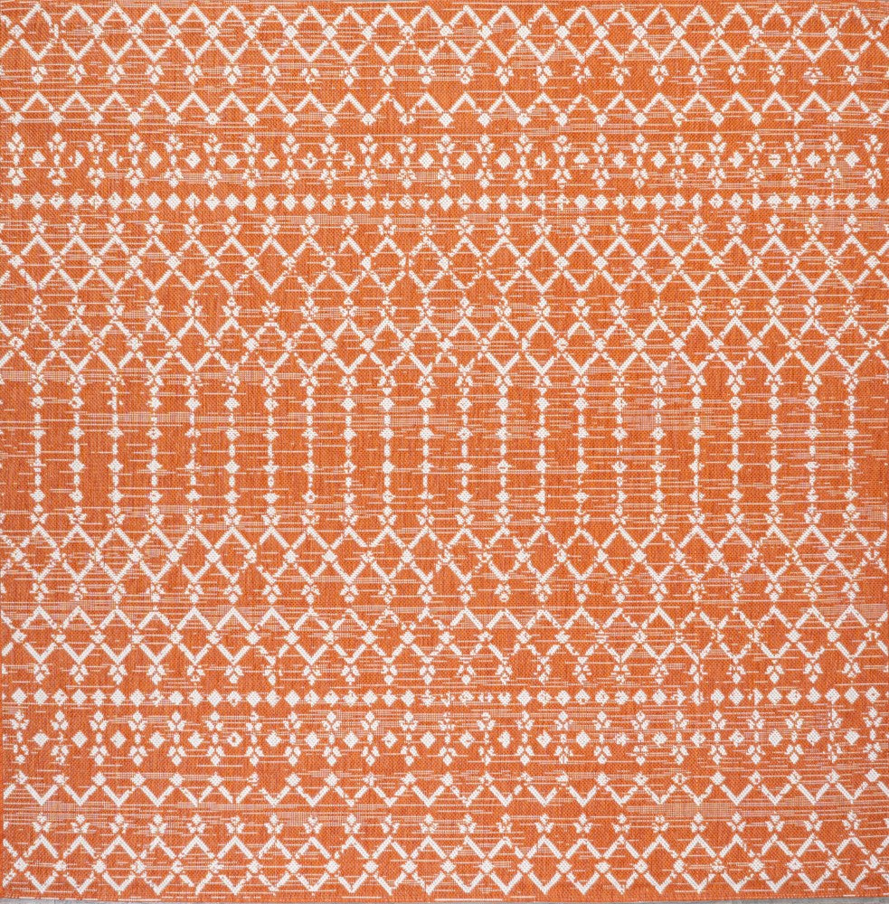 Ourika Moroccan Geometric Textured Weave Indoor/Outdoor Square Rug - Boho Chic Home Decor for Living Room, Bedroom, Patio & Porch