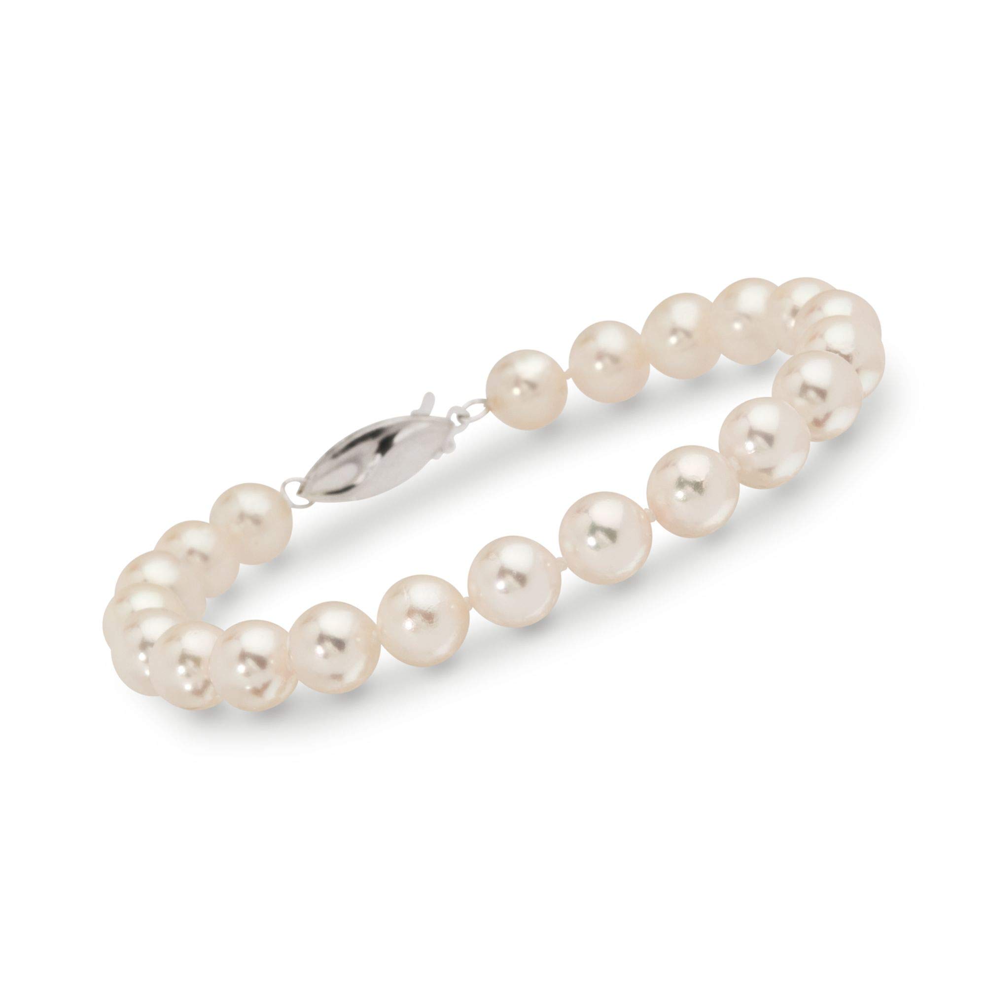 Ross-Simons 6-6.5mm Cultured Akoya Pearl Bracelet with 18kt White Gold - 7 Inch Elegant Pearl Jewelry for Women, Perfect for Weddings, Anniversaries & Special Occasions