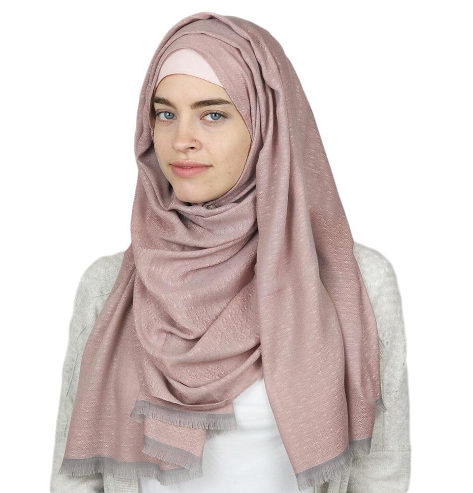 Aker Jacquard Hijab Shawl - Soft Pink 1023BRL | Elegant Muslim Headscarf for Women | Perfect for Daily Wear, Prayer & Special Occasions