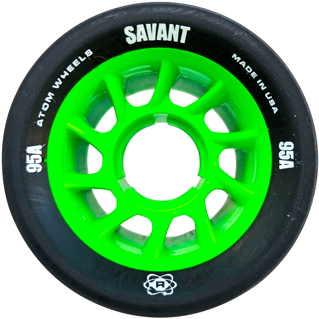 Atom Savant 62mm Quad Wheels 4-Pack - High-Performance Skateboard Wheels for Smooth Riding & Tricks | Perfect for Street Skating, Park Riding & Longboard Cruising