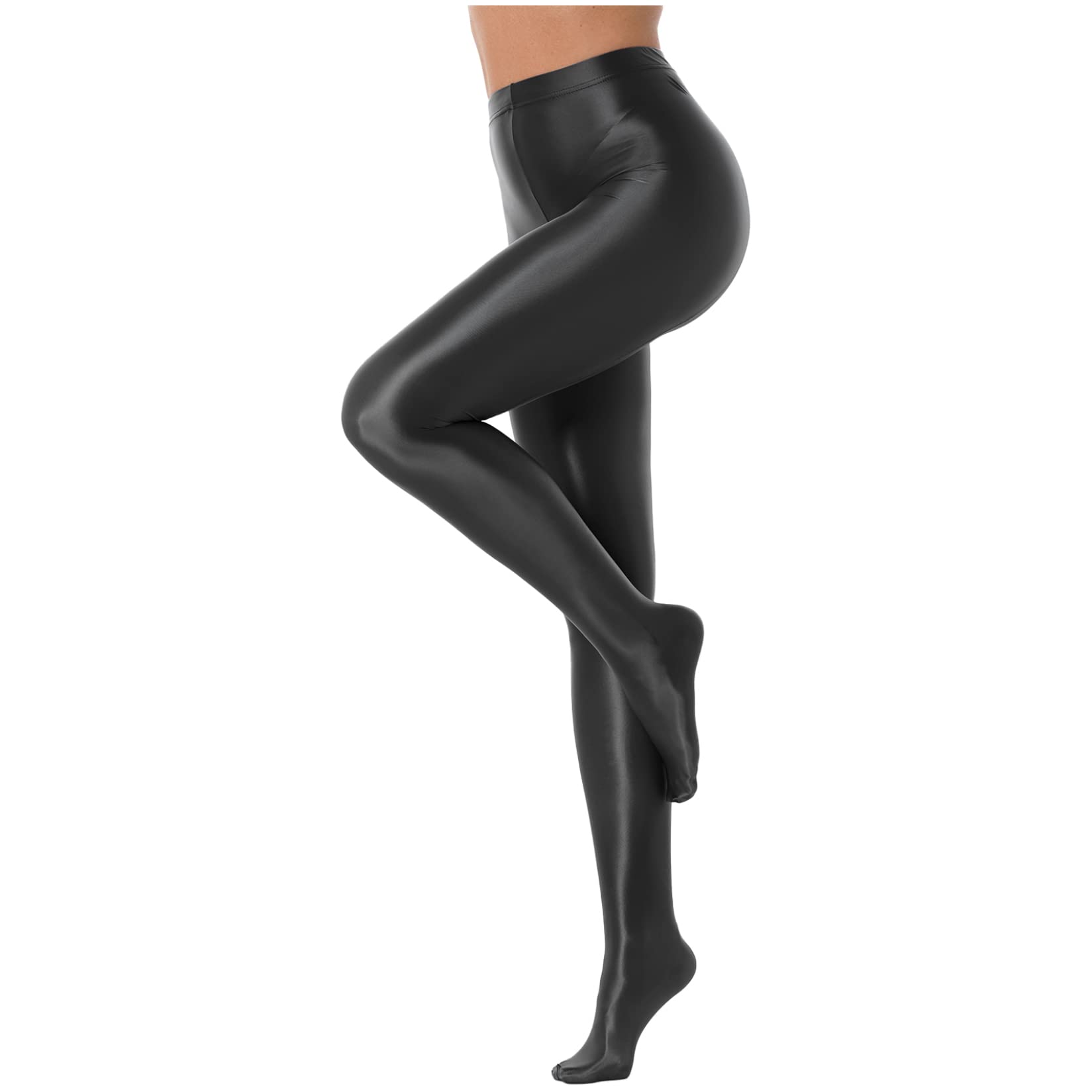 Women's High Waist Shiny Glossy Yoga Pants - Stretchy Workout Leggings for Running, Gym & Lounge - Sexy Shimmery Activewear Tights for Women
