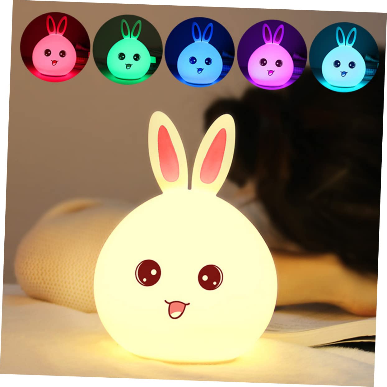 Cute USB Night Light - Pink Rabbit Cartoon Night Lamp with USB Plug for Kids, Nursery, Bedroom - Perfect for Bedtime, Reading & Decor