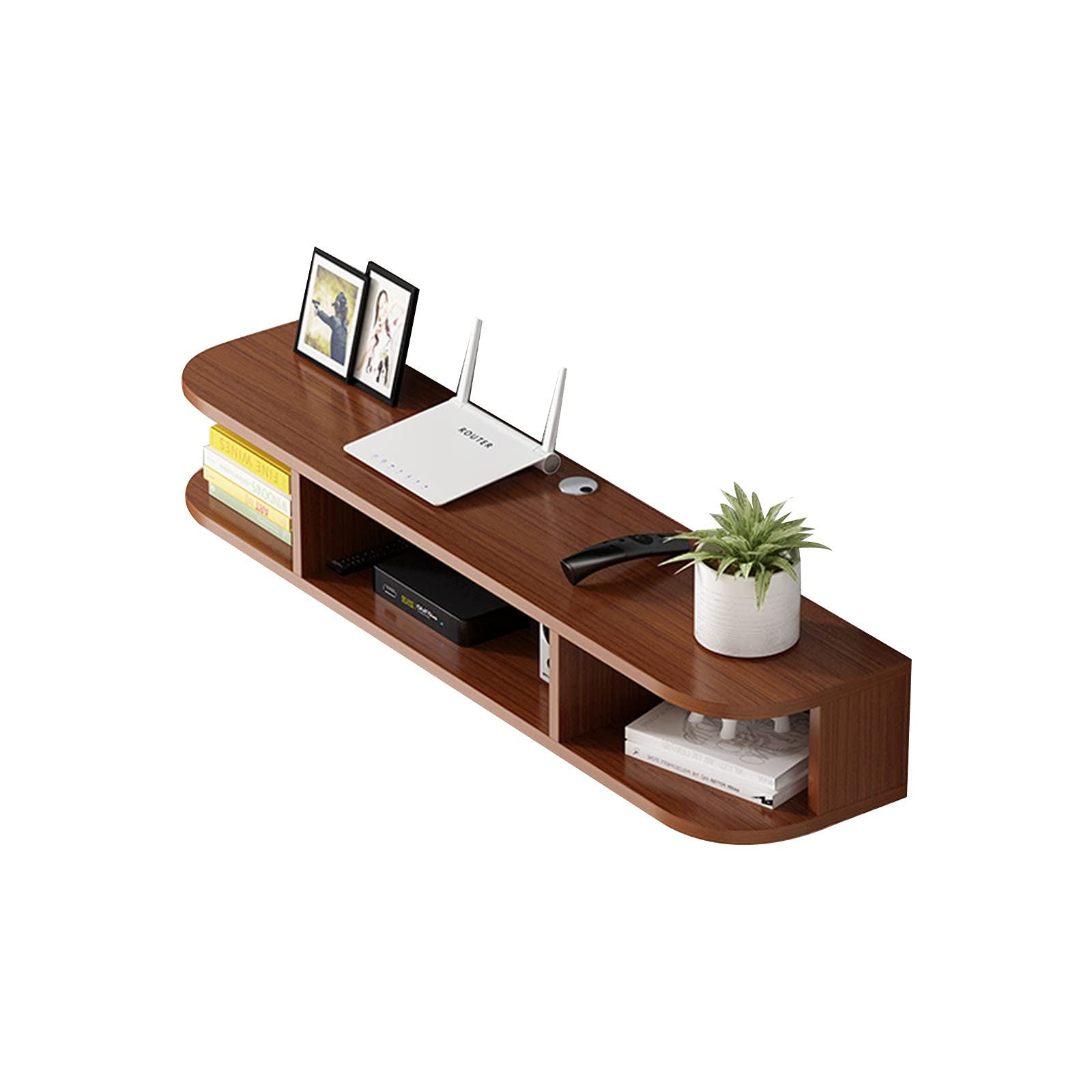 Floating TV Stand Wall Mounted, Modern TV Cabinet Entertainment Center with Storage Shelf, Teak Finish, 120cm - Perfect for Living Room, Bedroom, Home Theater Setup