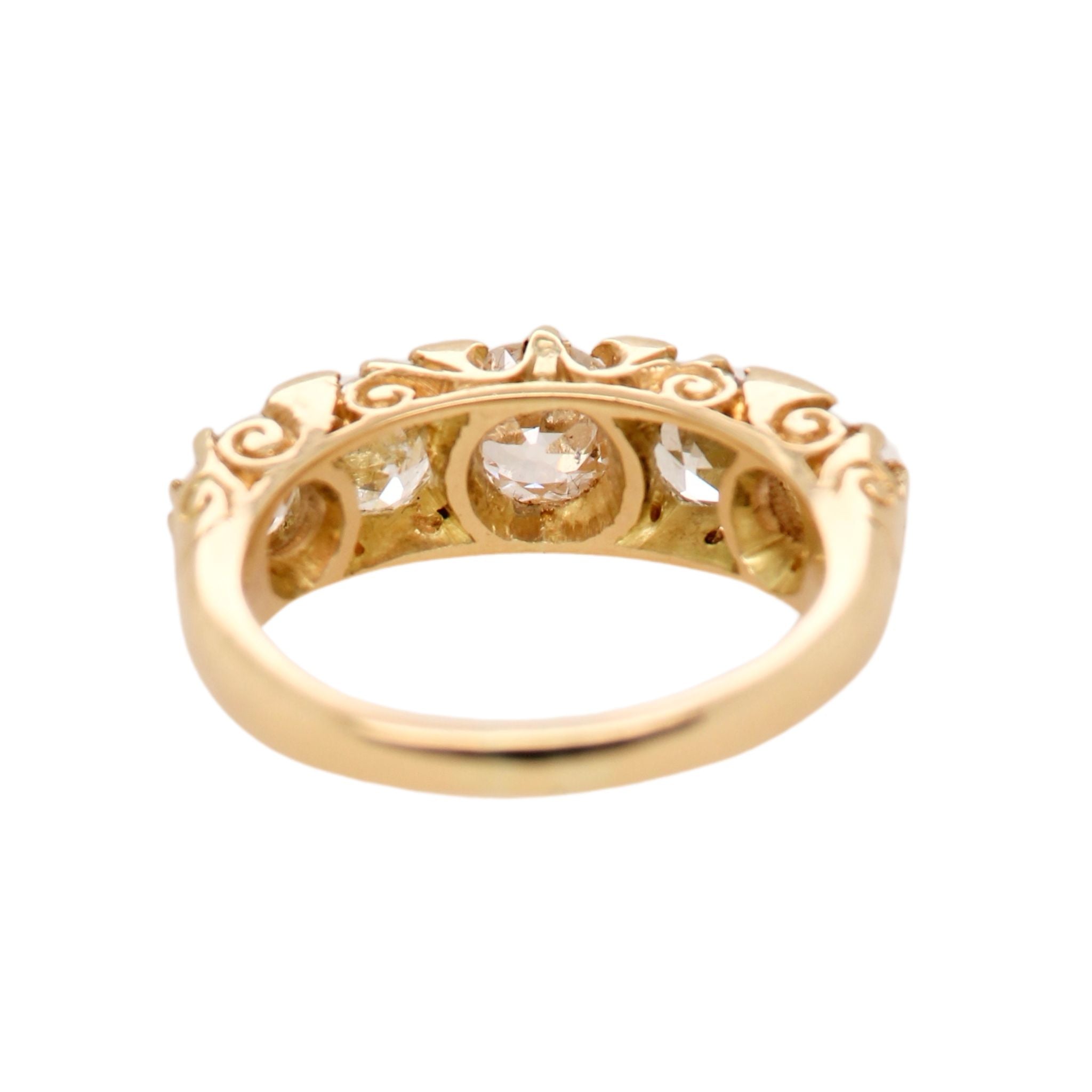 1.75ctw Victorian Five Stone Diamond Ring in 18K Yellow Gold - Elegant Vintage Jewelry for Weddings & Anniversaries