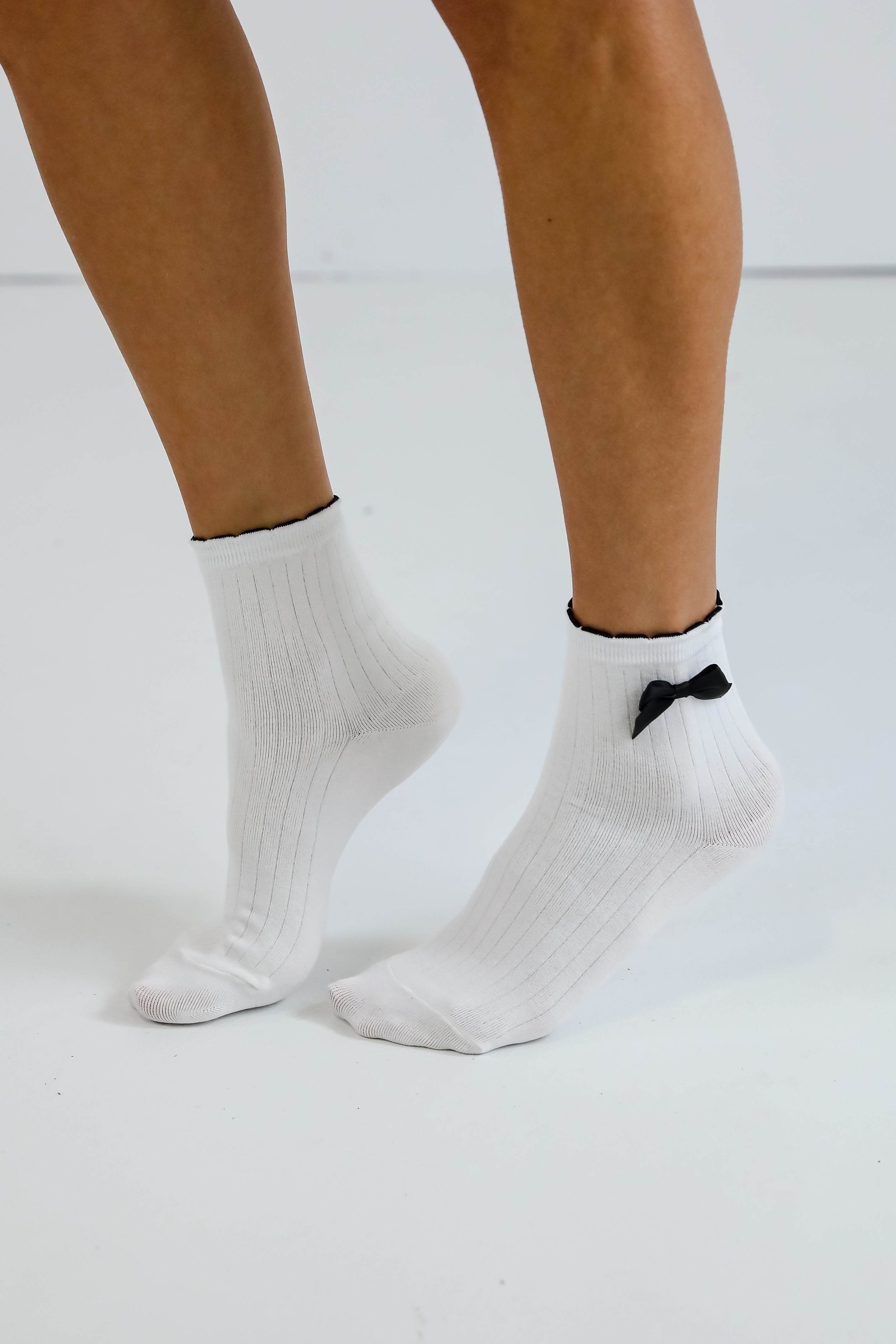 Dearest Charm Ivory Bow Ankle Socks - Women's Fashion Socks for Casual Wear, Work, and Everyday Comfort