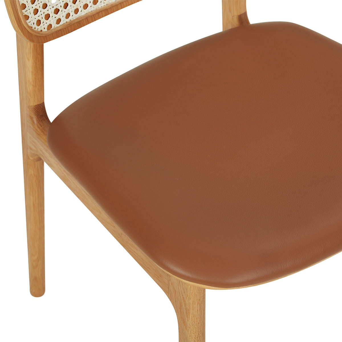 Premium Rattan & Leather Dining Chair - Modern Boho Style for Kitchen, Dining Room, or Patio - Comfortable & Durable Seating Solution