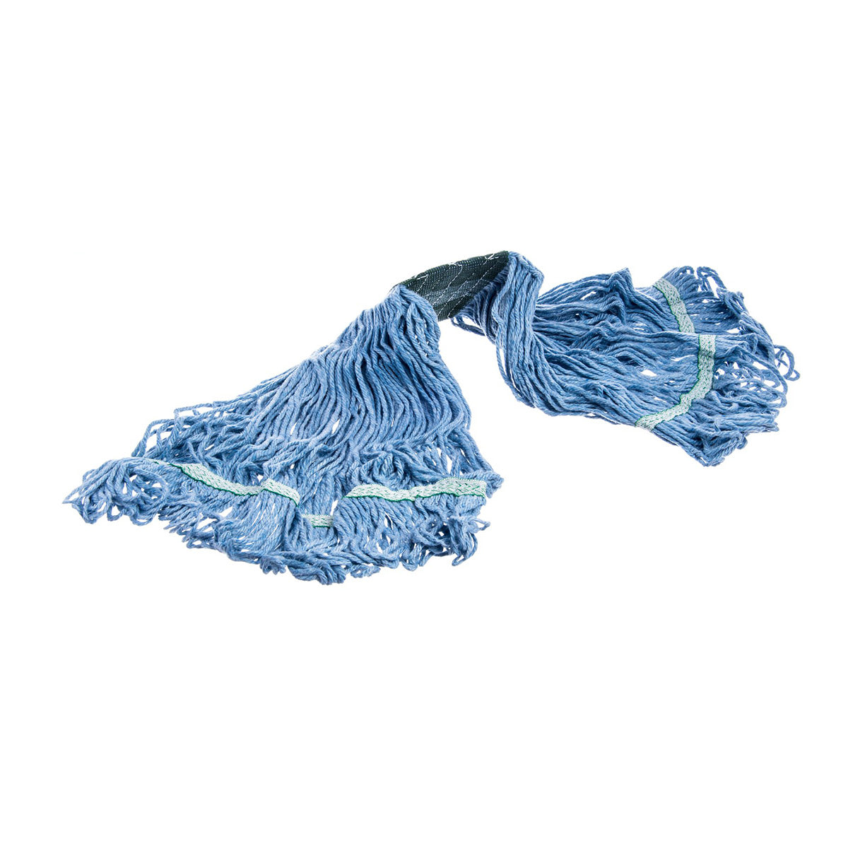 Carlisle 369448B14 Flo Pac Medium Looped End Mop Head - Blue with Green Band - Heavy Duty Commercial Cleaning for Restaurants, Hospitals & Schools