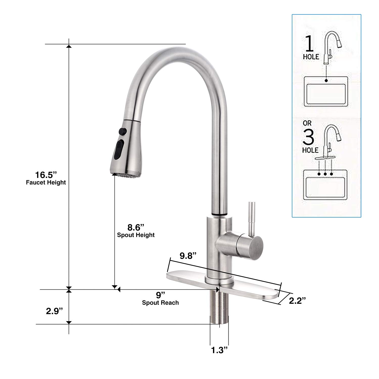 Smart Touch Kitchen Faucet with Pull Down Sprayer - Brushed Stainless Steel, Hands-Free Operation for Easy Cooking & Cleaning - Perfect for Modern Kitchens & Busy Home Chefs