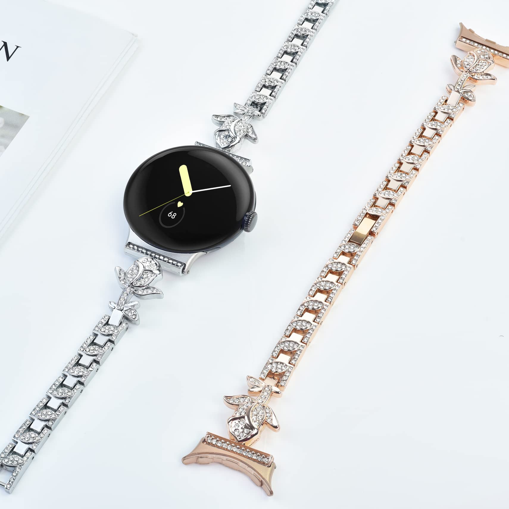 Sparkle Pixel Watch Band - Slim Rhinestone Strap for Women | Google Pixel Watch 2/3 41mm Accessories | Gym & Party Wear