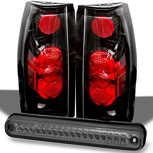 AKKON Black Bezel Tail Brake Lights + Smoked 3rd Brake Light for 1988-1998 Chevy C/K Series, GMC Sierra, Silverado, Tahoe, Suburban & Blazer - Upgrade Your Truck's Style & Safety (Perfect for Night Driving & Off-Road Adventures)