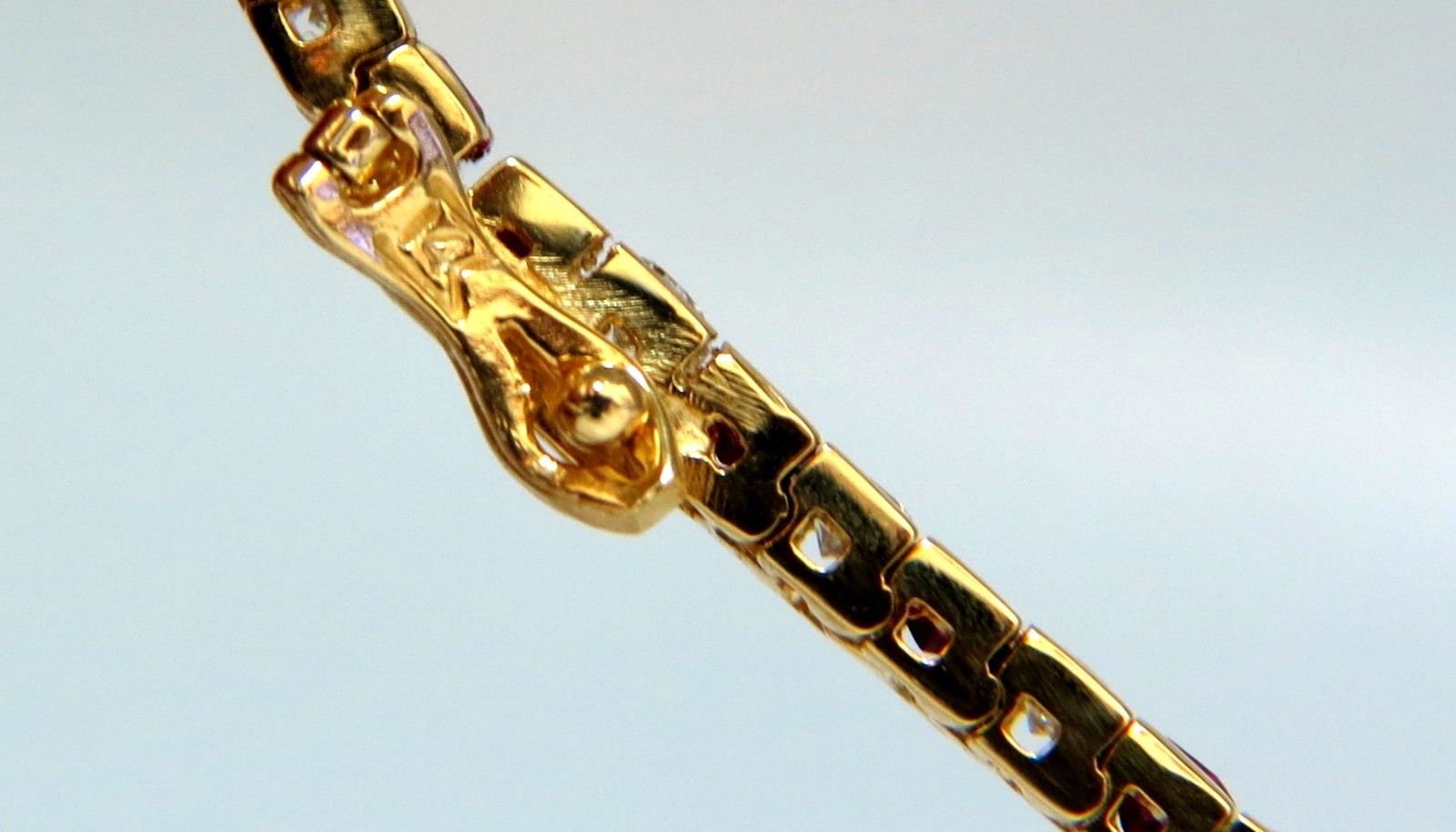 7.20ct Natural Ruby & Diamond Channel Line Bracelet in 14K Gold - Elegant Jewelry for Weddings, Anniversaries & Special Occasions