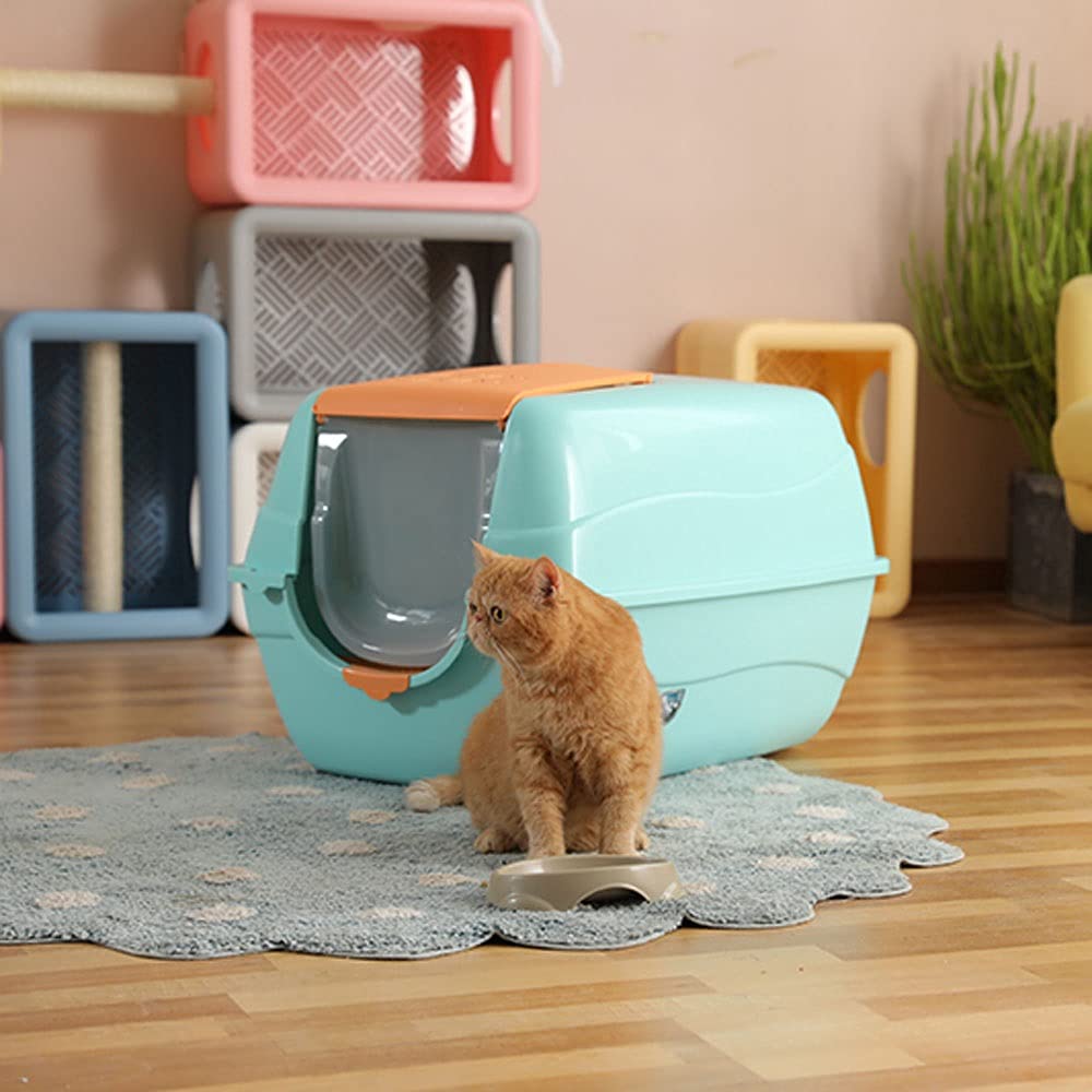 Large Enclosed Cat Litter Box - Splash-Proof Clamshell Design, Durable & Easy Clean Cat Toilet for Odor Control | Perfect for Small Spaces & Multi-Cat Homes (Color C)