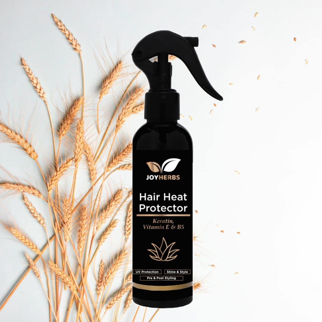 JOYHERBS Heat Protectant Spray for Hair Straightener & Styling - Sulfate Free, Paraben Free, 200ml - Prevents Heat Damage & Frizz for Smooth, Shiny Hair - Perfect for Daily Styling & Salon Use