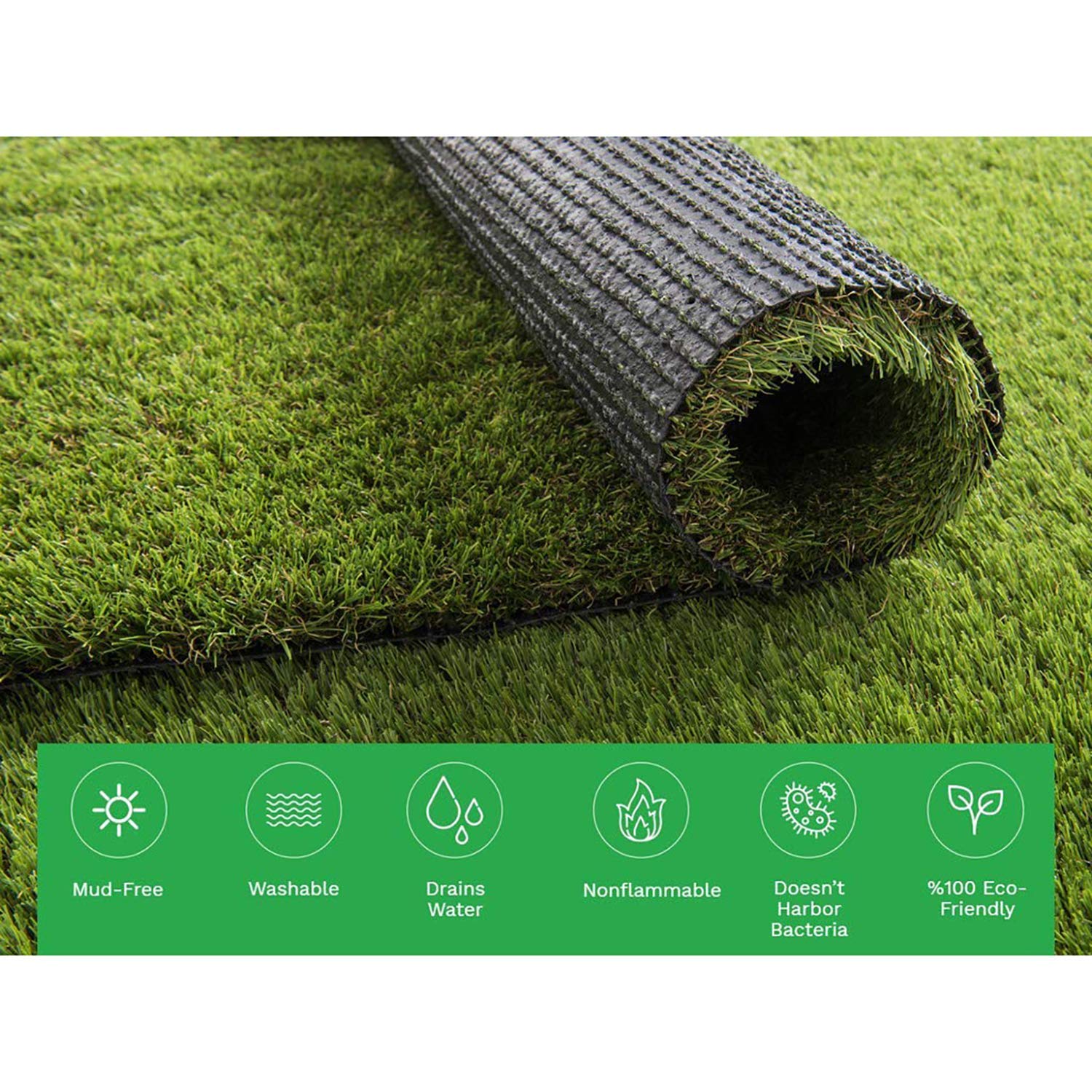 Premium Custom Size Artificial Grass Turf Rug - Indoor/Outdoor Synthetic Lawn Carpet with Drainage Holes (39.5