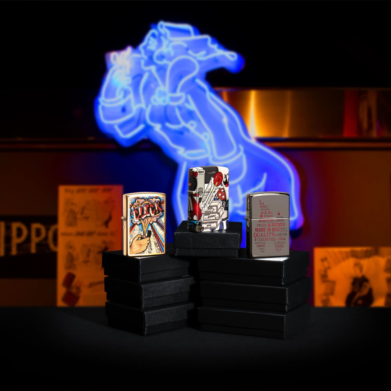 Stylish Typographic Zippo Lighter with Artistic Flame Design - Perfect for Outdoor Adventures, Camping & Gift Giving