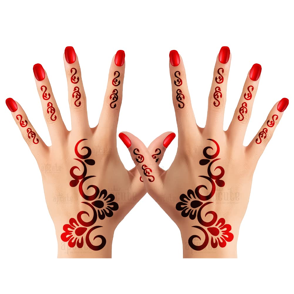 Apcute Henna Tattoo Stencils for Girls, Women & Kids – Easy to Use Temporary Tattoo Stickers with Beautiful Mehndi Designs (Design No. HB-198) – Perfect for Weddings, Festivals & DIY Body Art