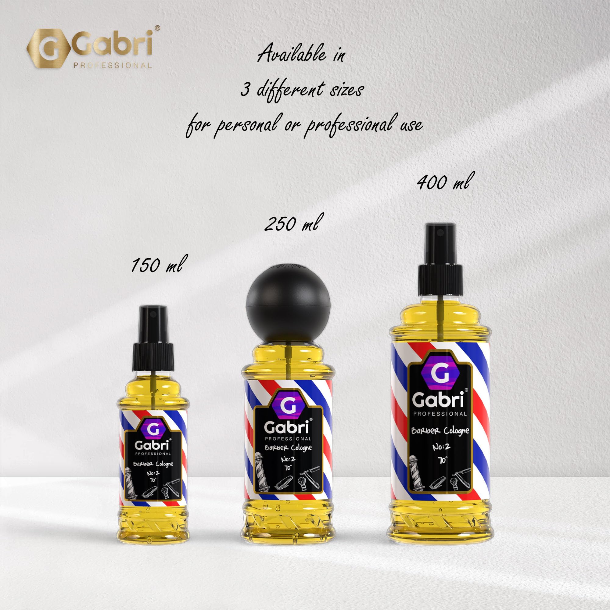 Gabri Men's Cologne 250ml - Eau De Cologne & Aftershave for Barbershop | Relaxing & Refreshing Fragrance with Tangerine, Mint & Fresh Citrus Notes | Perfect for Daily Wear, Grooming & Special Occasions