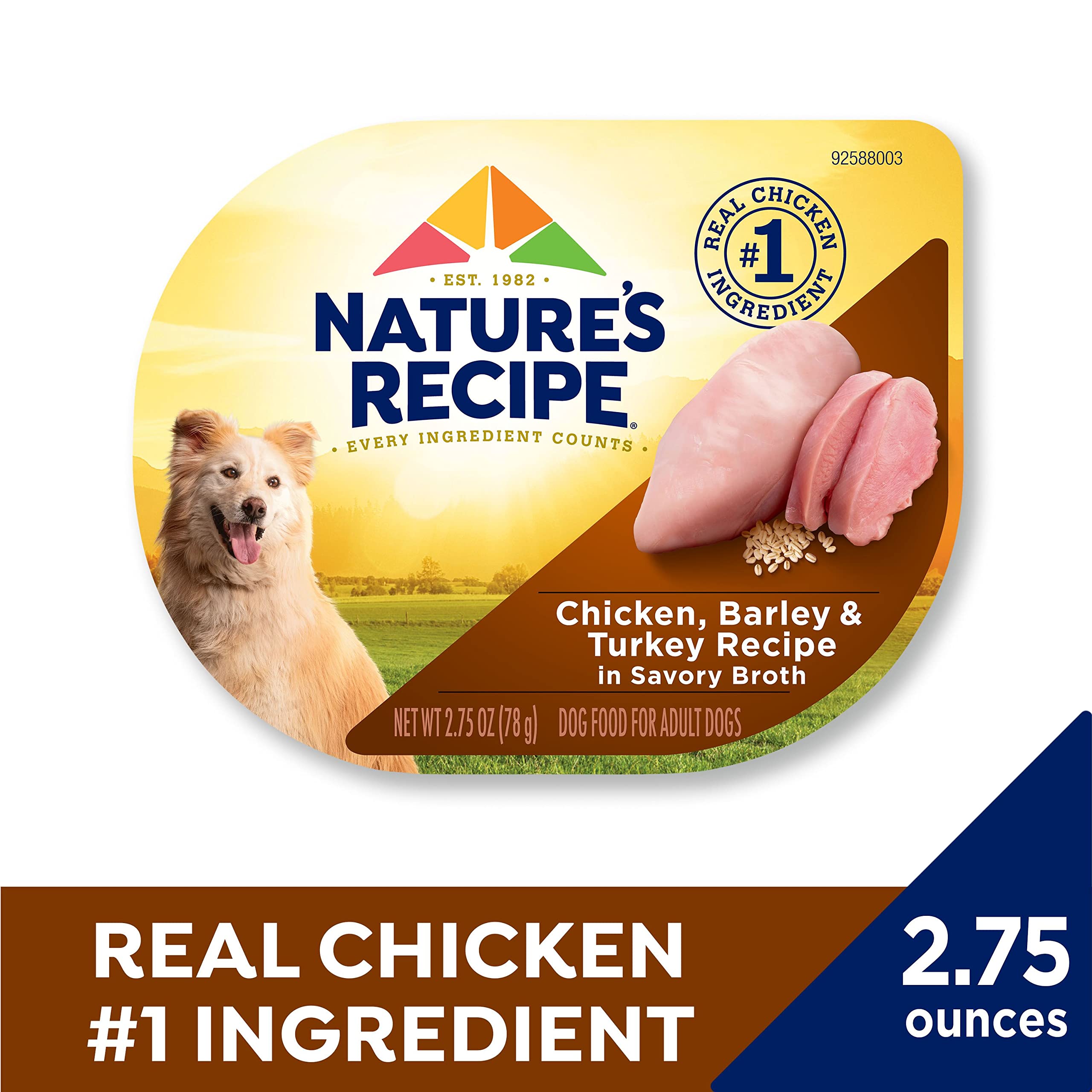 Nature's Recipe Wet Dog Food - Chicken & Turkey in Broth Recipe, Grain Free, 2.75oz Cups (Pack of 12) | Healthy Meal for Small & Medium Dogs | Perfect for Travel, Training & Daily Feeding