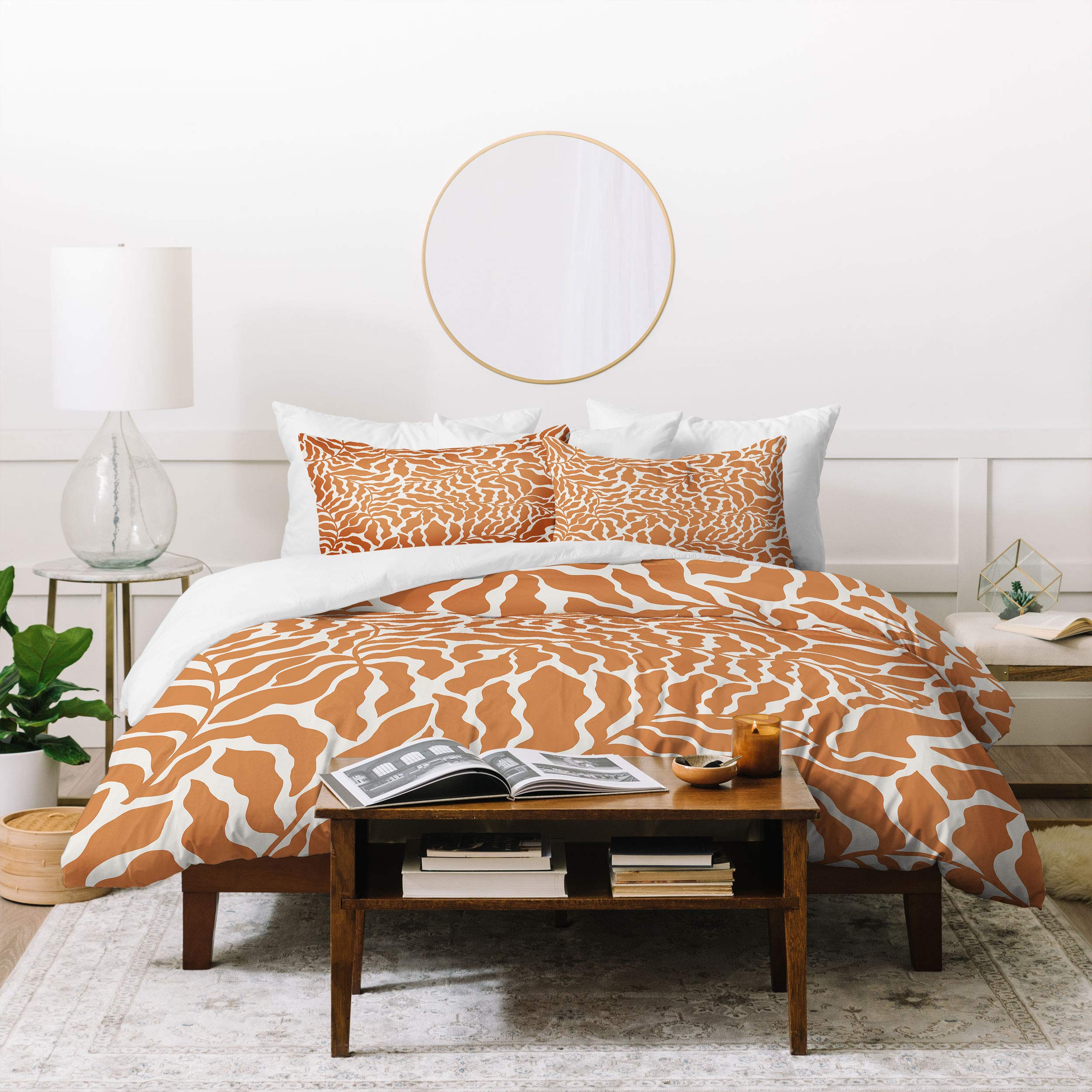 Beshka Kueser Abundance Rust Oatmeal Pillowcase & Comforter Set with Pillow Shams - Queen/Full Size - Bohemian Style Bedding for Cozy Bedroom Decor