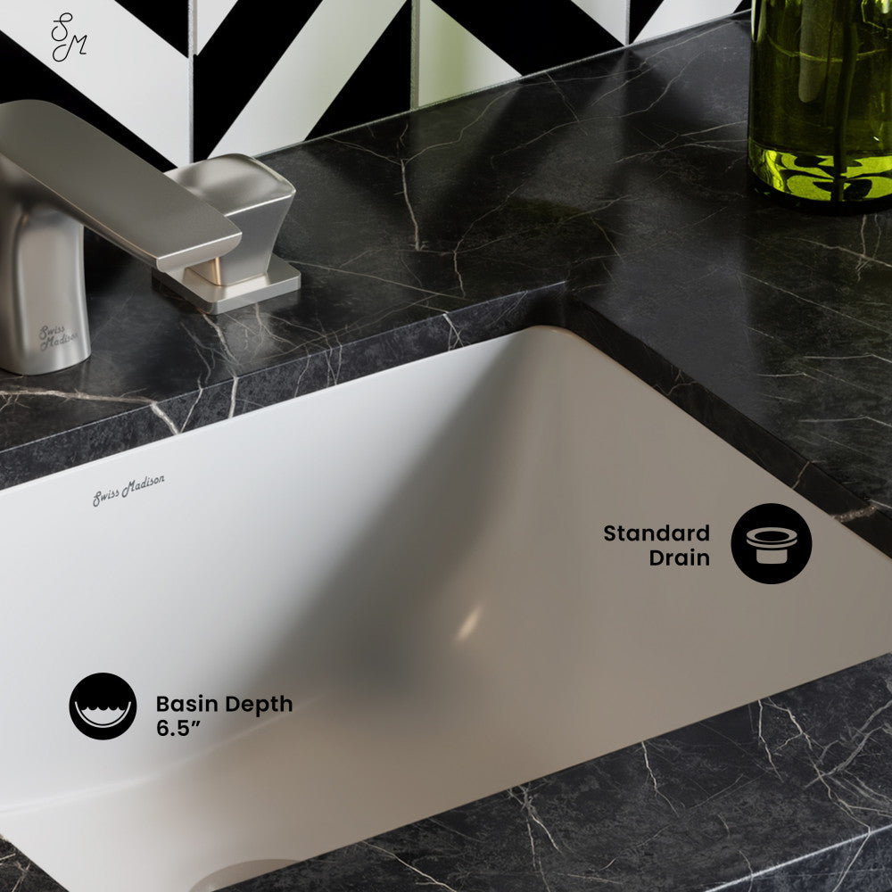 Plaisir 18.5 Inch Rectangular Undermount Bathroom Sink - Premium Stainless Steel Drop-in Vanity Sink for Modern Bathroom Renovation & Home Improvement