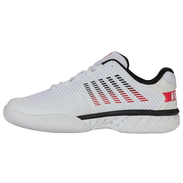 K Swiss Hypercourt Express 2 Wide Men's Tennis Shoes - White/Black/Red 6806 140 | Breathable Comfort for Court Play & Casual Wear