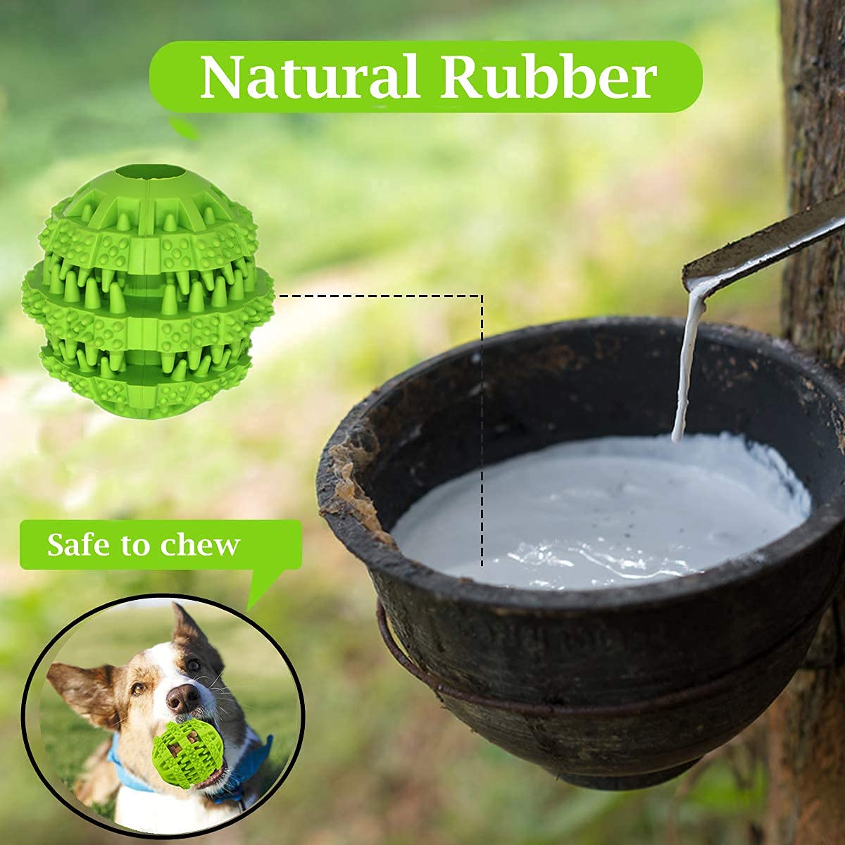 OTIME Puppy Teething Toys for Small & Medium Dogs - 360° Cleaning Durable Rubber Chew Ball for Teething, Play & Treat Dispensing - 2 Pack Dog Toys for Indoor & Outdoor Use