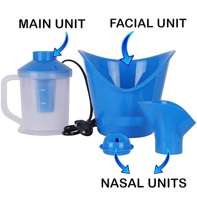 KENDRICK All-in-One Steam Vaporizer for Cold & Cough Relief - Personal Nose Steamer & Inhaler Machine for Adults & Kids (Blue & White) - Perfect for Home Use, Travel, and Office Wellness