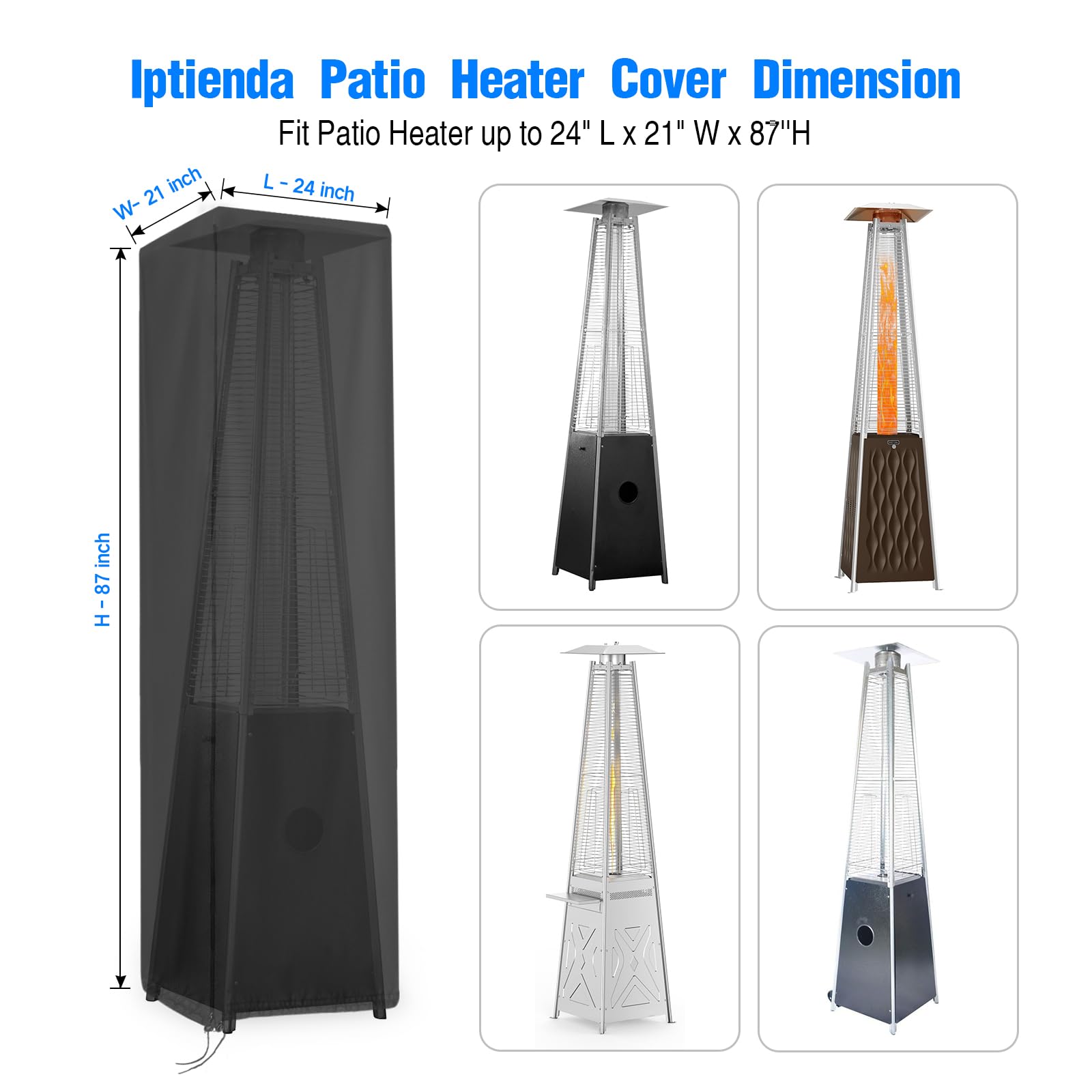 Waterproof Square Patio Heater Cover with Zipper - 87