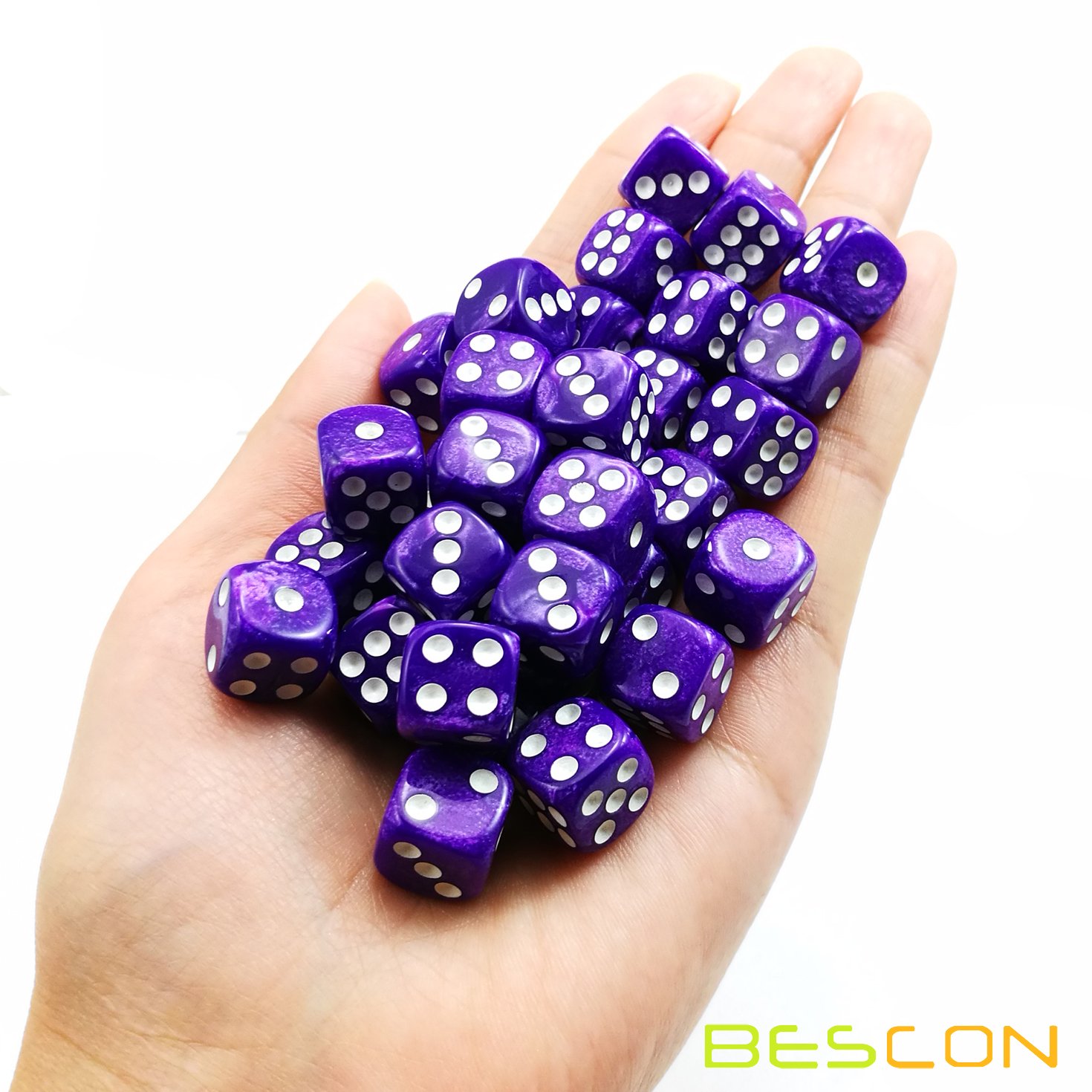 Bescon 12mm Six-Sided Dice Set - 36 Marble Purple D6 Dice in Brick Storage Box | Perfect for Board Games, RPGs, D&D, Math Education & Casino Night