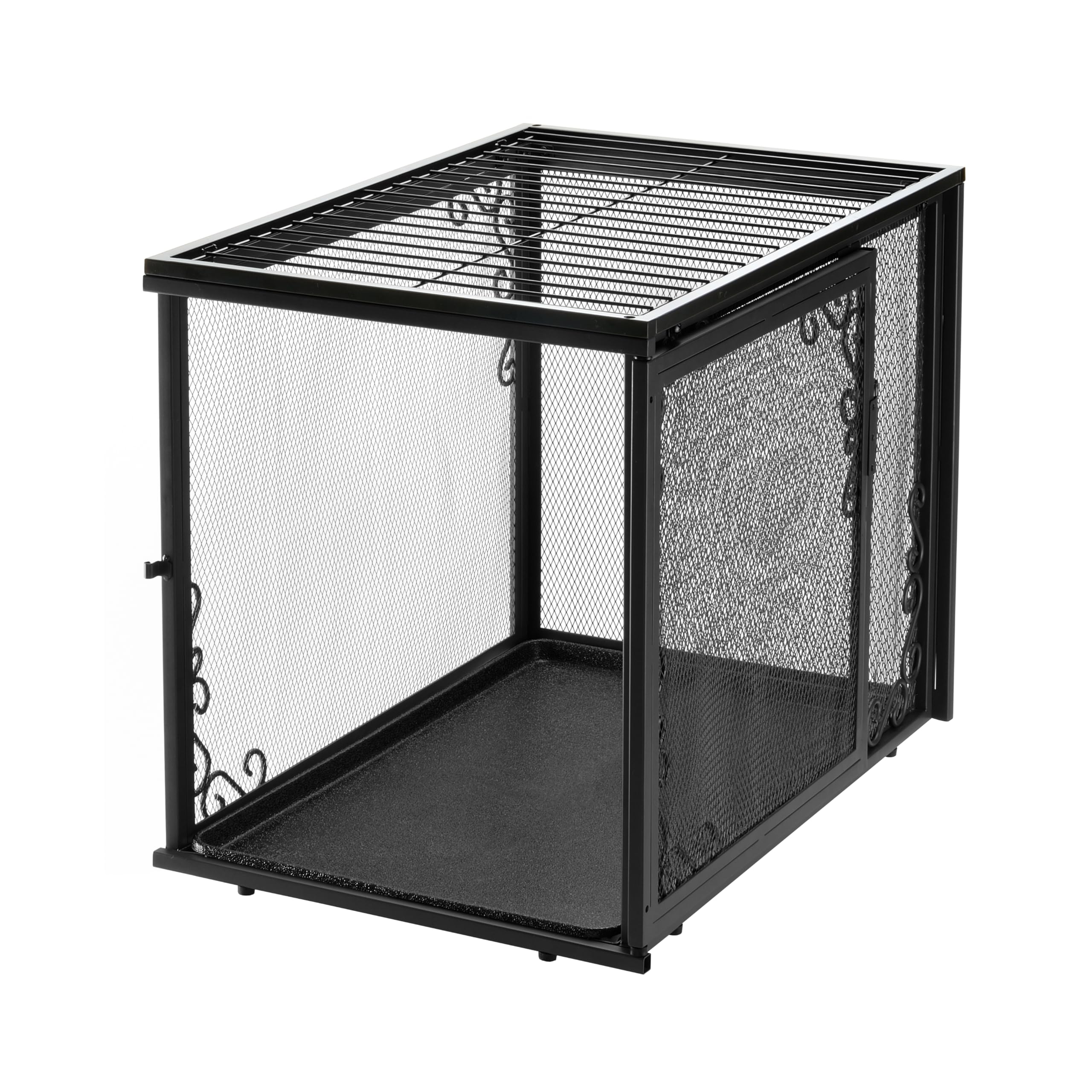 Richell USA Medium Metal Mesh Pet Crate - Durable Black Dog Cage for Small to Medium Dogs - Perfect for Home, Travel & Vet Visits (80017)