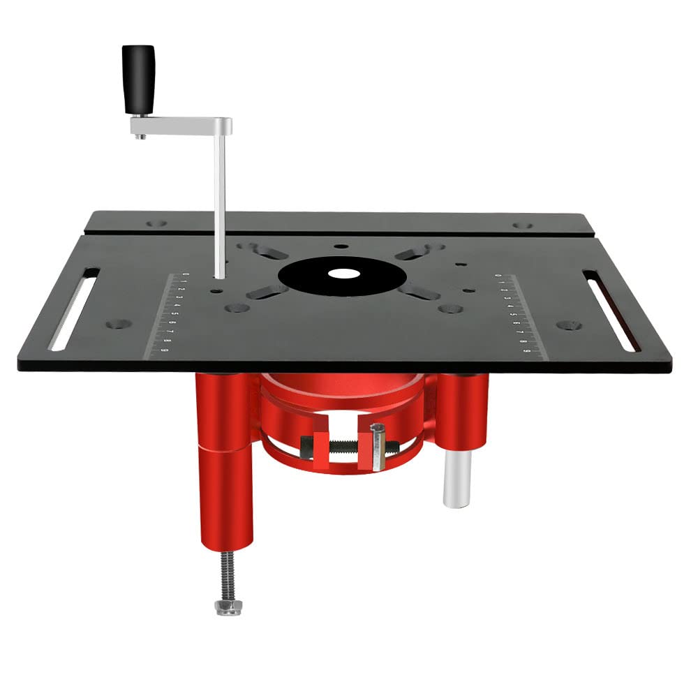 Precision Router Lift System with 3 Router Table Inserts - 47mm Max Lift, Black | Heavy-Duty Routing Table for Woodworking & DIY Projects | Perfect for Cabinet Making, Furniture Building & Professional Wood Shops