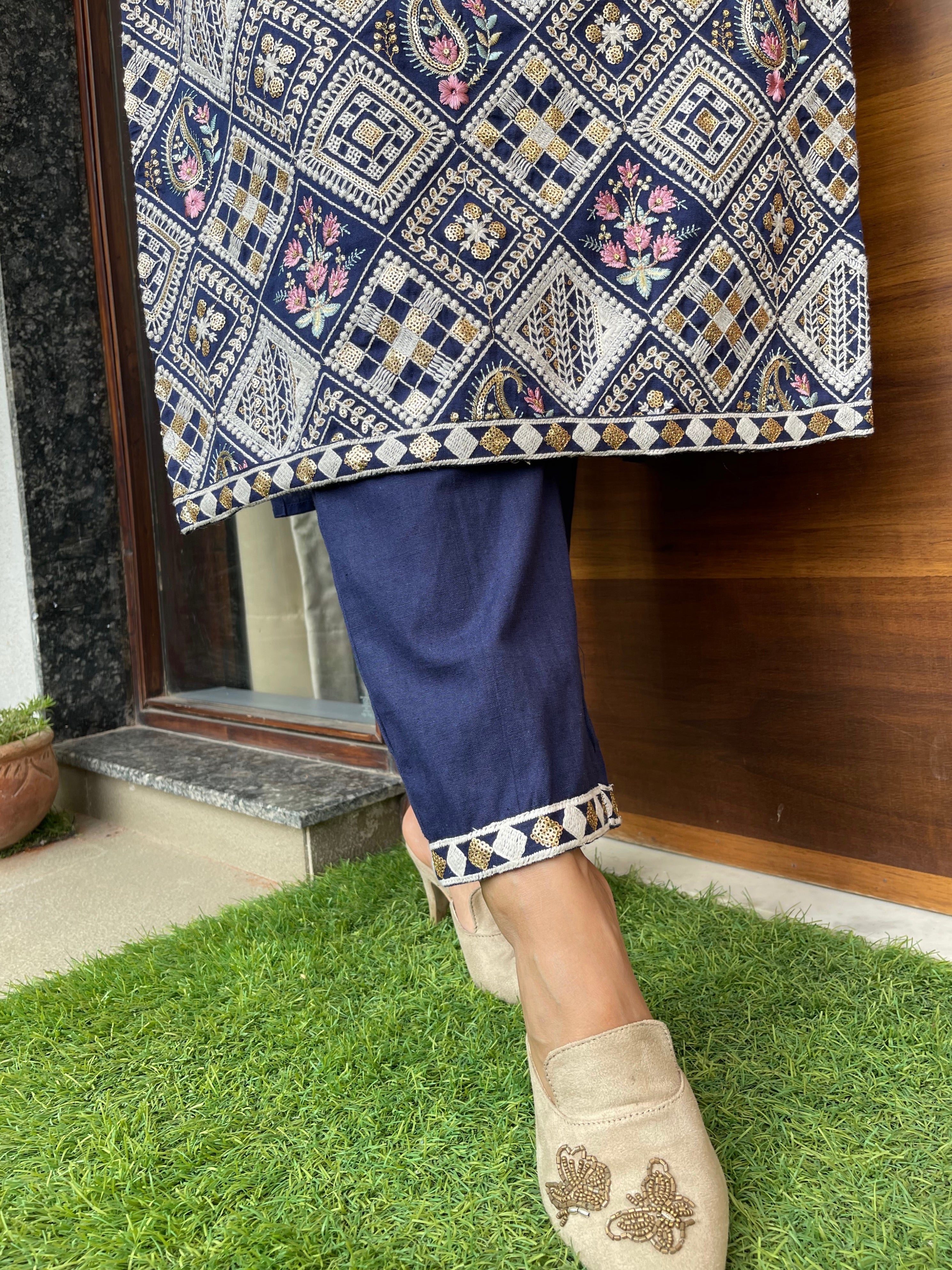 Blue Embroidered Festival Suit Set for Women - Traditional Ethnic Outfit for Parties & Celebrations - Perfect for Diwali, Weddings & Cultural Events