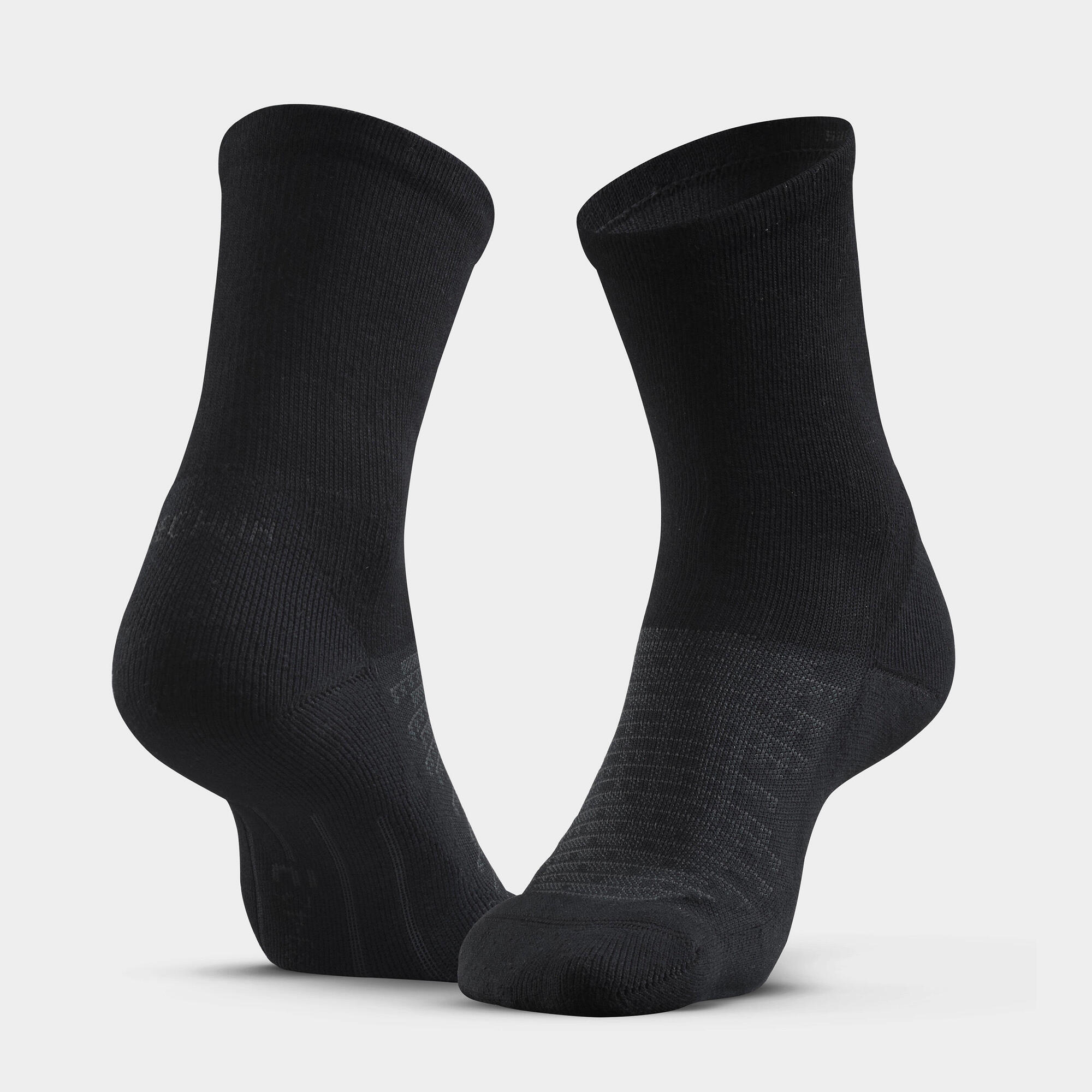 Quechua Hike 100 High Performance Hiking Socks 2-Pack - Black | Moisture-Wicking & Cushioned for Outdoor Adventures & Trekking