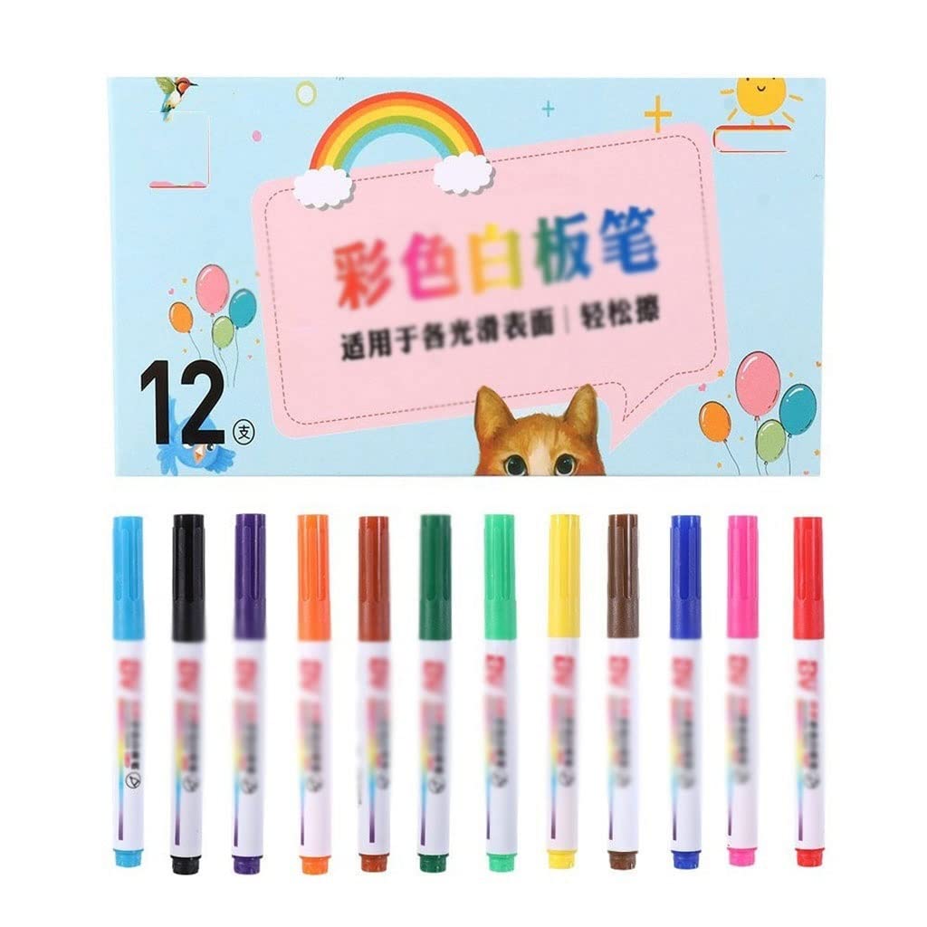 12 Colors Magical Water Floating Doodle Pens - Washable Kids Drawing Markers for Toddlers | Reusable Water Painting Pens for Children's Art, Bath Time & Outdoor Activities