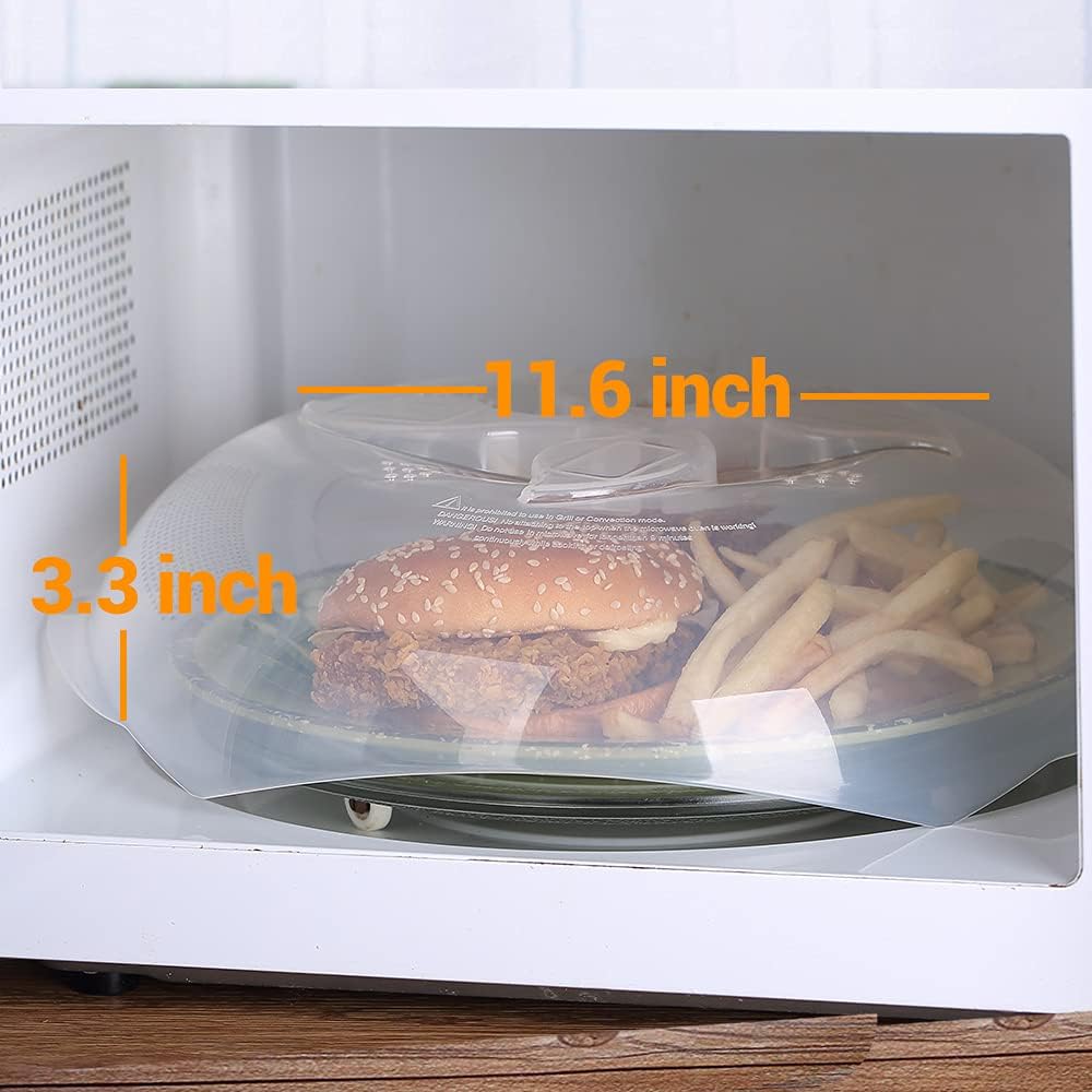 Microwave Splatter Cover - 11.8 Inch Large BPA-Free Clear Microwave Plate Cover with Steam Vents | Dish Guard Lid for Oven Cooking | Perfect for Reheating Food, Preventing Mess in Microwave