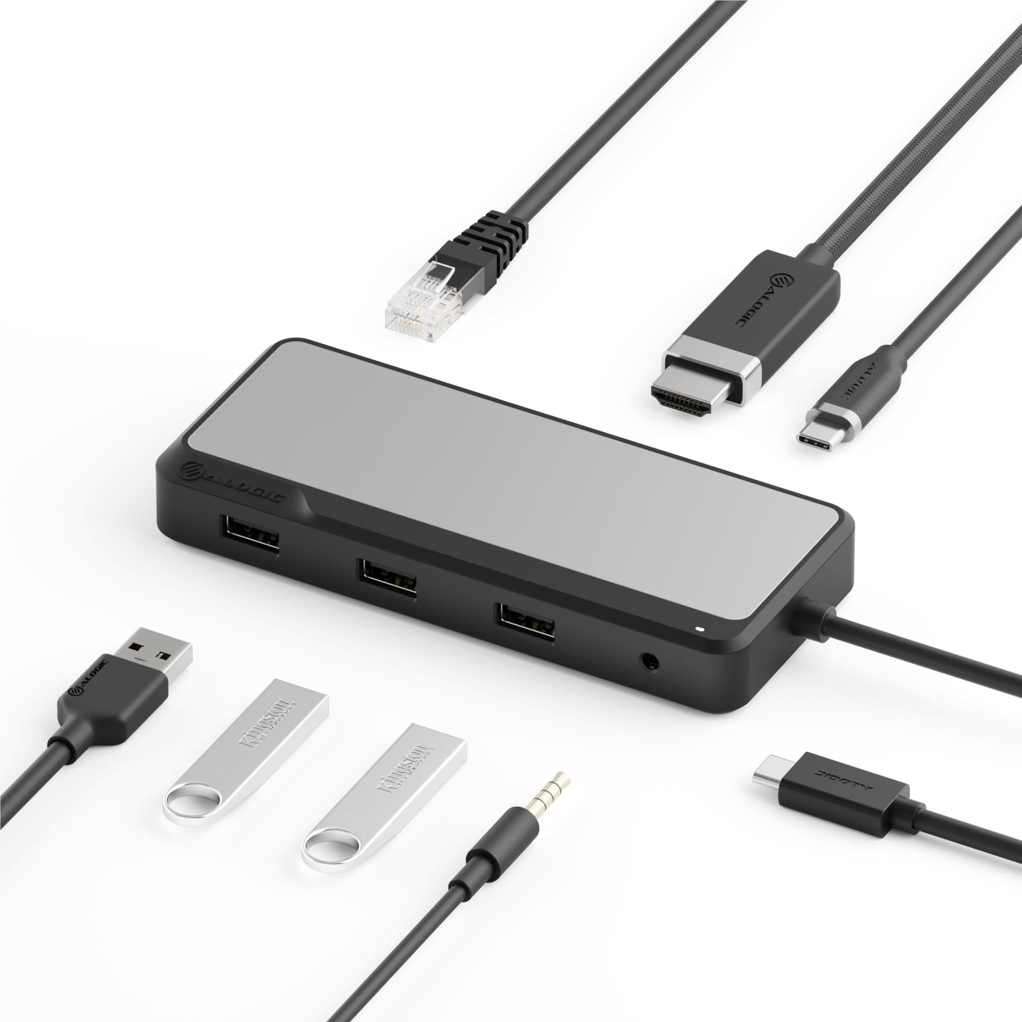 Alogic Fusion Pro GO 7-in-1 USB C Hub with 4K HDMI, USB 3.0, SD Card Reader - Portable Laptop Docking Station for MacBook Pro, Air, Dell XPS | Perfect for Home Office, Business Travel & Remote Work
