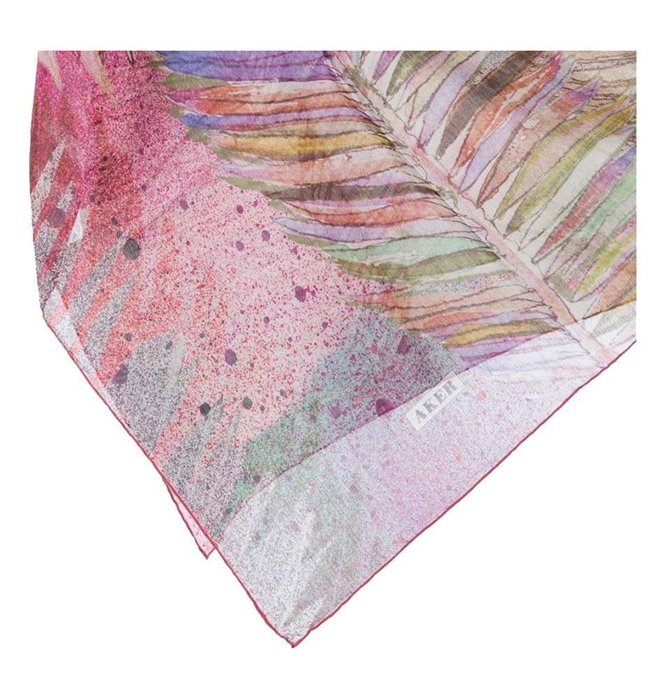 Aker Premium Silk Cotton Blend Square Scarf - Stylish Floral Pattern #7344 - Perfect for Women's Fashion Accessories, Office Wear & Gift Giving