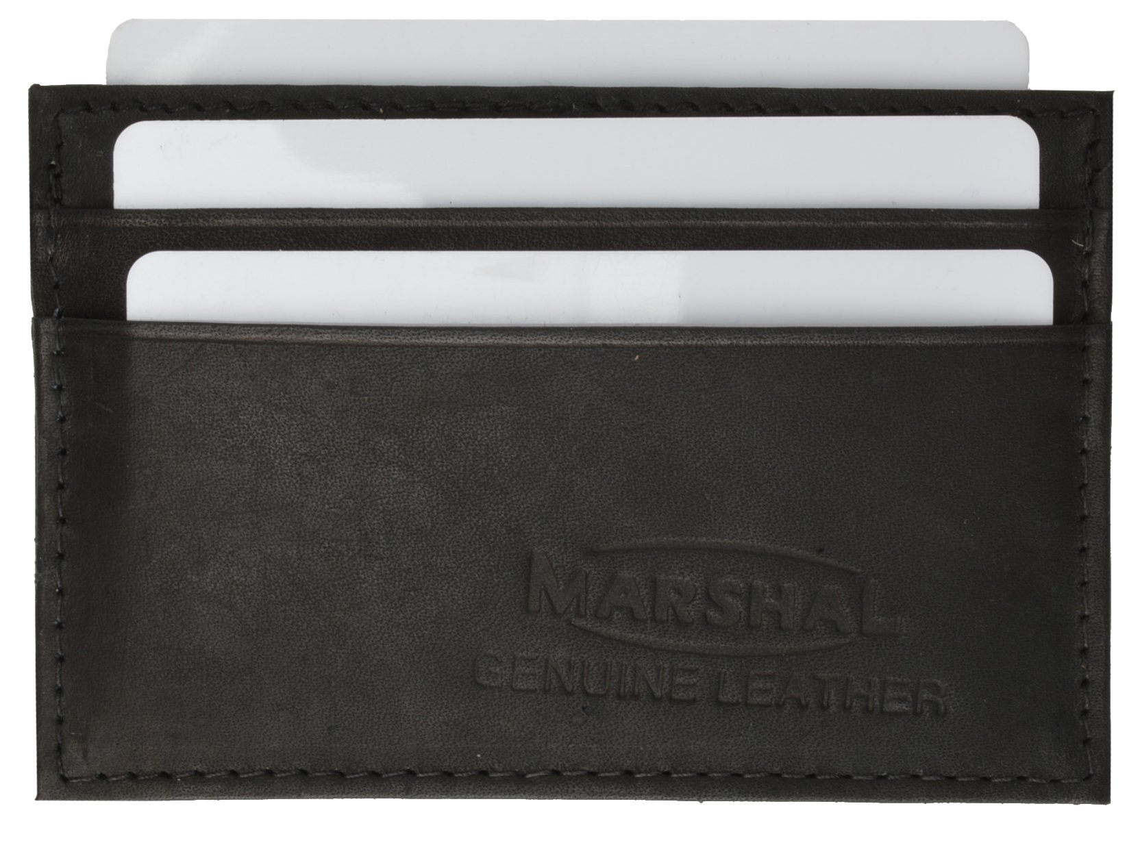 Genuine Leather Marshal Wallet - Super Slim RFID Blocking Card Holder with 6 Credit Card Slots & Business Card Slot | Perfect for Men's Minimalist EDC, Travel & Business Use