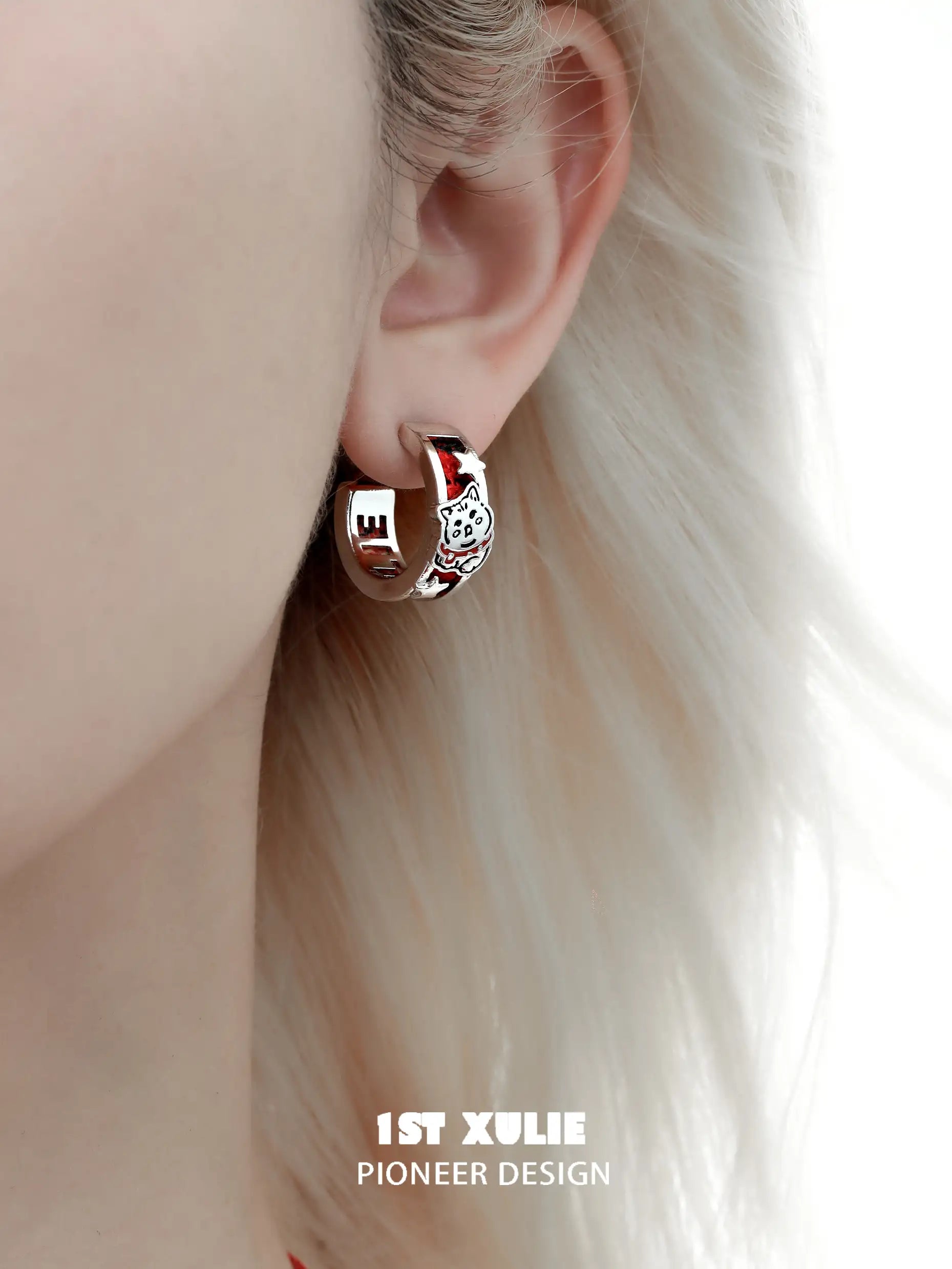 18k Gold Plated Graffiti Kitten Stud Earrings - Cute Cat Jewelry for Women, Valentine's Day Gift, Spring Festival Present - Perfect for Parties, Dating & Everyday Wear