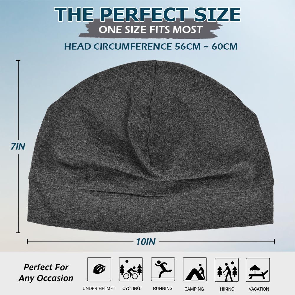 EINSKEY 100% Cotton Beanie Hat 2-Pack - Unisex Skull Cap & Helmet Liner for Running, Cycling, Skiing | Warm Winter Hat for Outdoor Sports, Sleeping & Chemotherapy Headwear