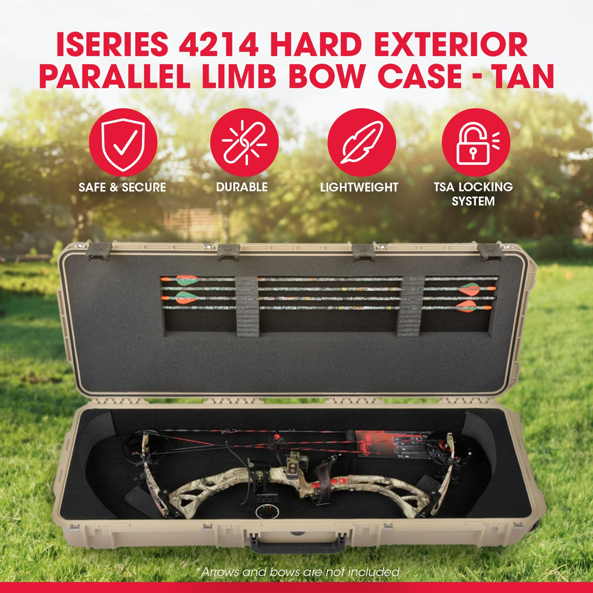 SKB iSeries Compact Hard Plastic Utility Case for Bow and Arrow - Durable Protective Storage for Hunting, Archery & Outdoor Sports