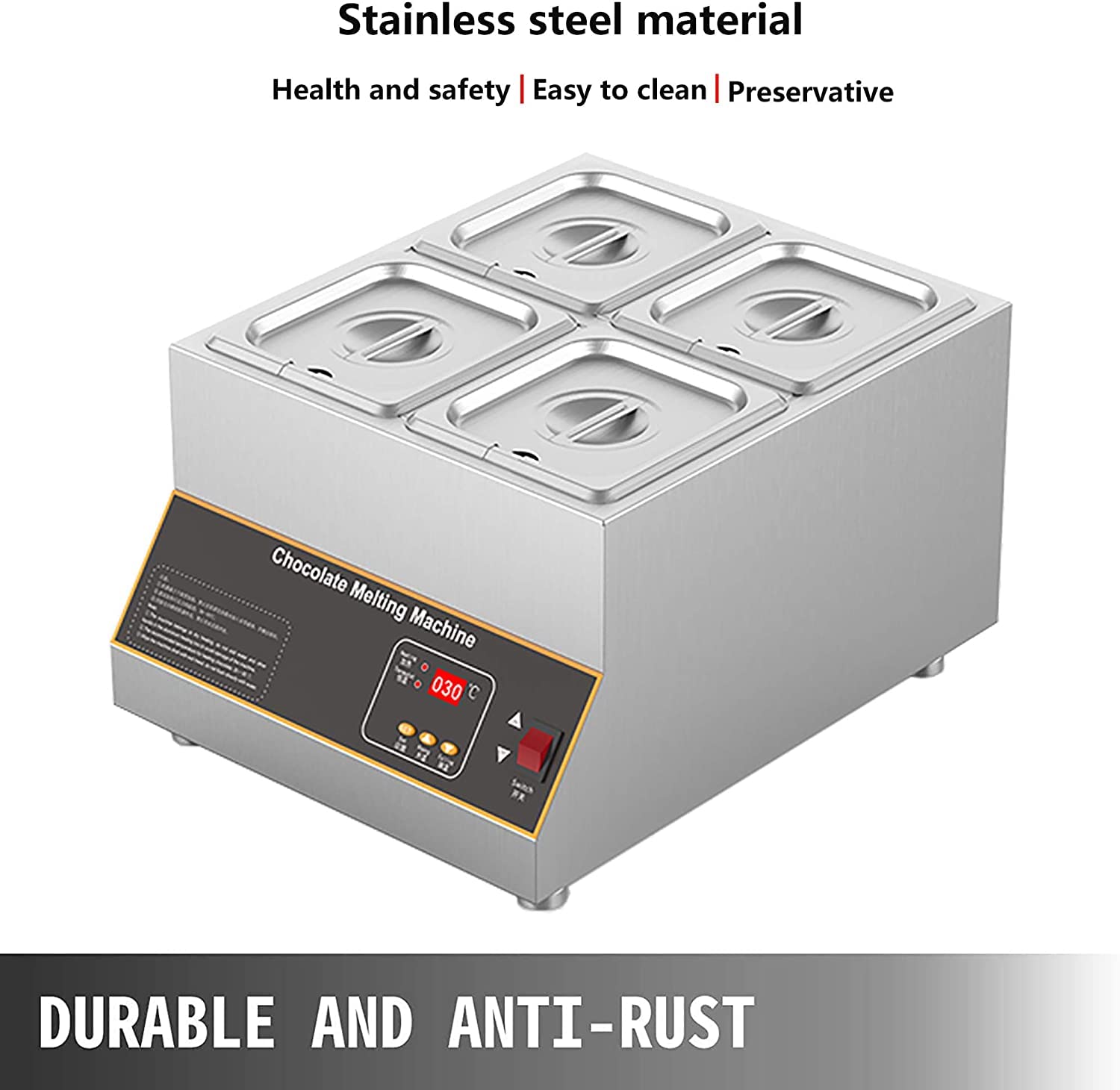 Commercial Electric Chocolate Melting Pot - 12kg Digital Tempering Machine with Stainless Steel Tank for Candy Making, Baking & Dessert Preparation