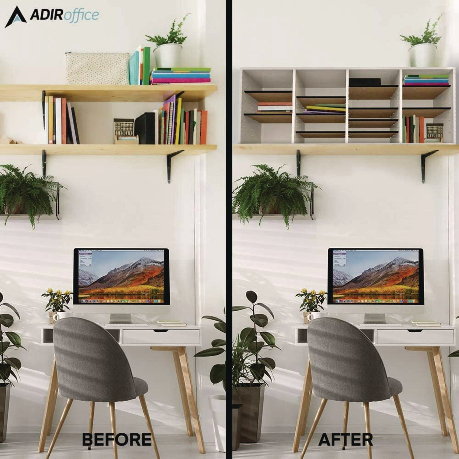 AdirOffice Wooden Adjustable 24-Section Letter Size Literature Organizer - 39.3