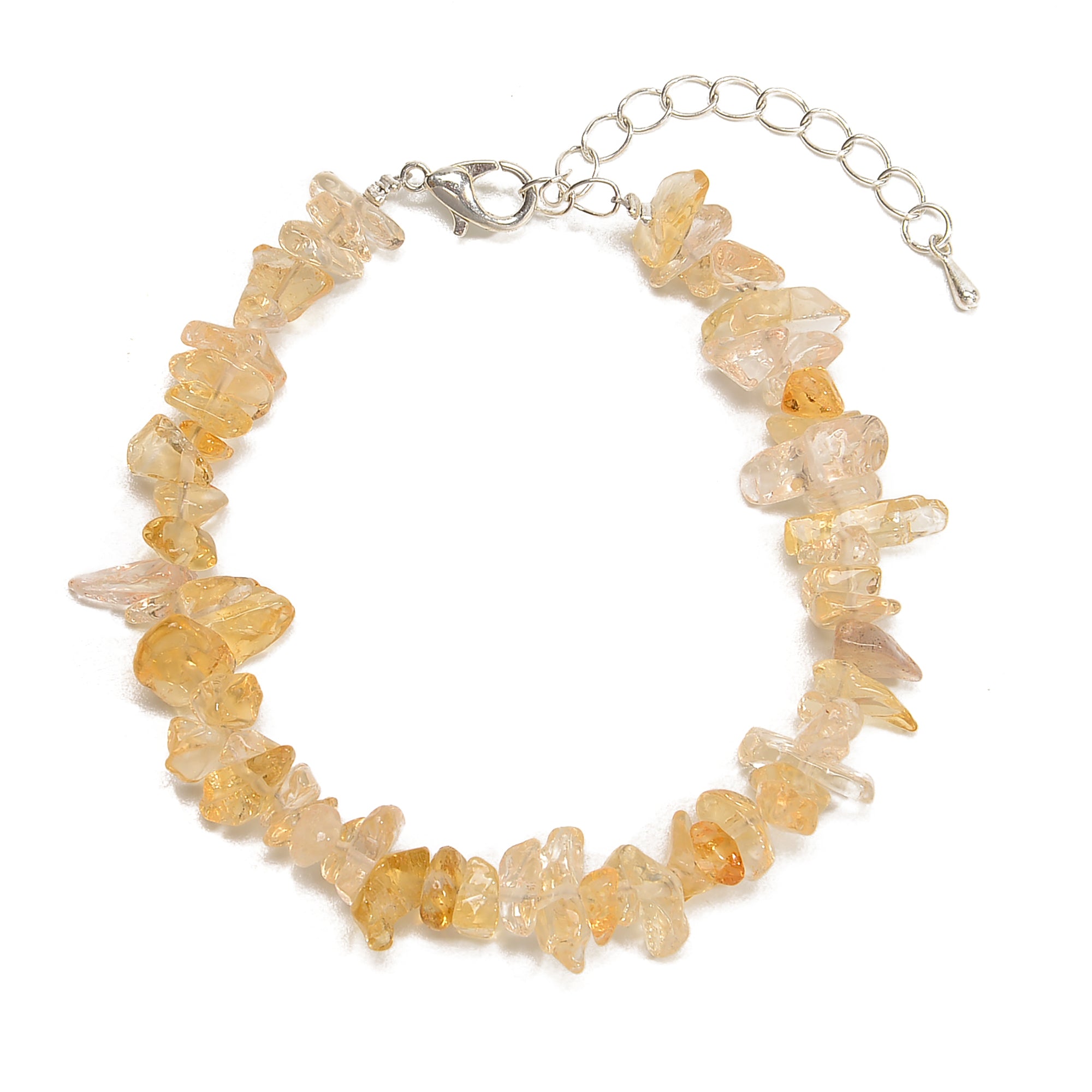 01 Mixed Gemstone Chips Bracelet with Silver Plated Clasp - 5mm & 8mm Beads - Adjustable 7