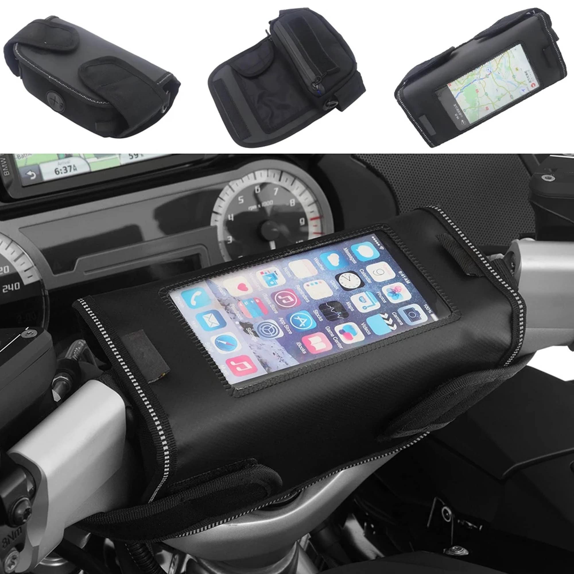 Waterproof Motorcycle Handlebar Bag for BMW R1250RT R1200RT LC K1600GT GTL B R1100R RT R1150RT R850RT - Durable & Multifunctional Storage for Riding Gear, Phones & Essentials (Ideal for Adventure Tours & Daily Commutes)